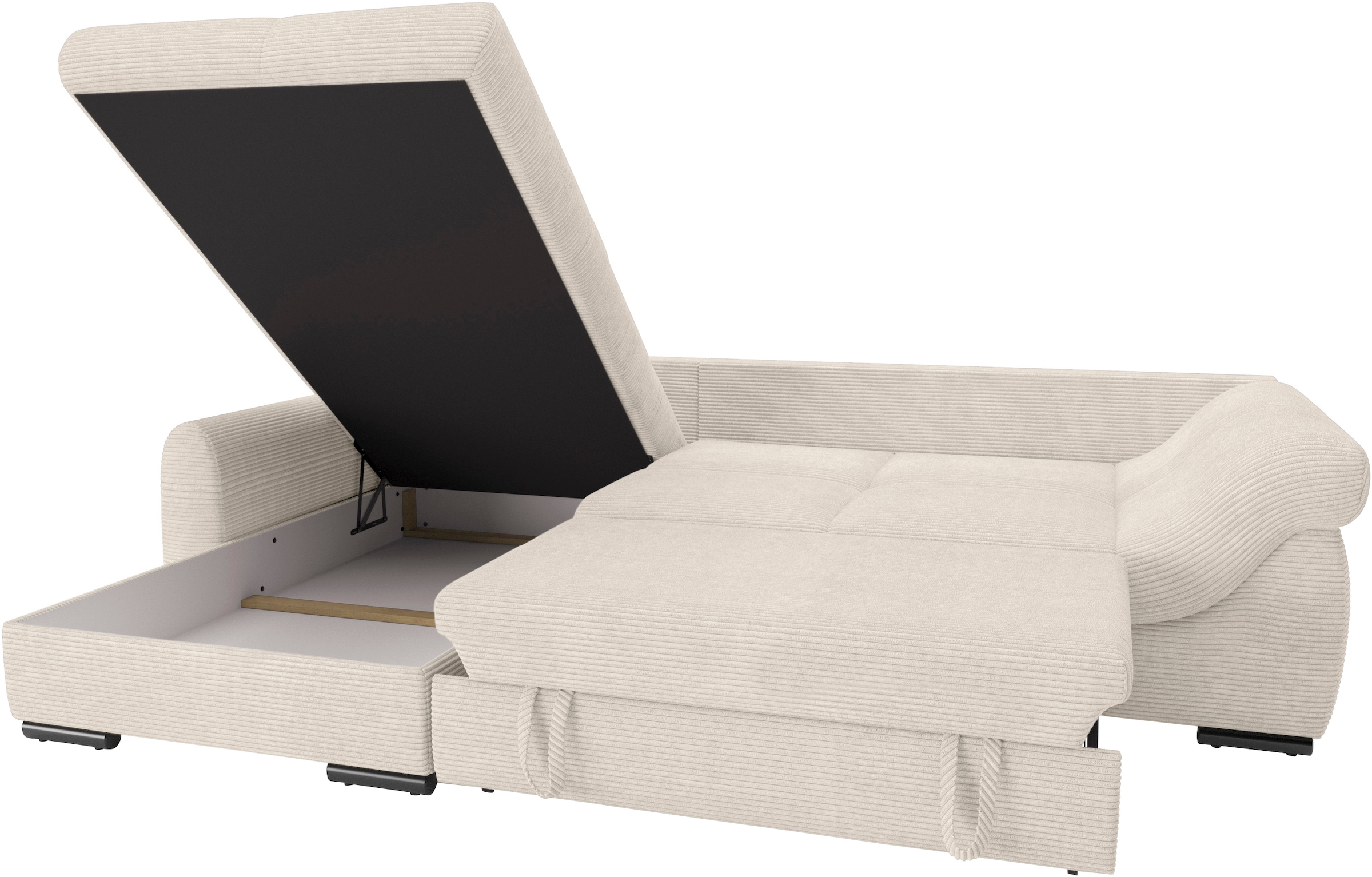 Mr. Couch Ecksofa »Livorno L-Form«, inkl. Hochschläfer-Bettauszug, XL-Bettkasten weiß beschichtet