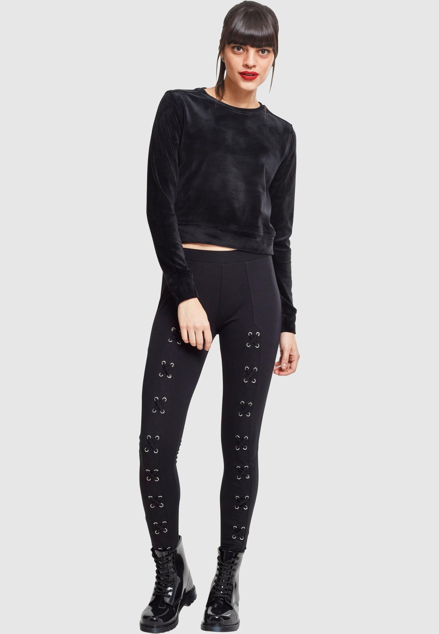 URBAN CLASSICS Sweatshirt »Urban Classics Damen Ladies Short Velvet Crew«, (1 tlg.)