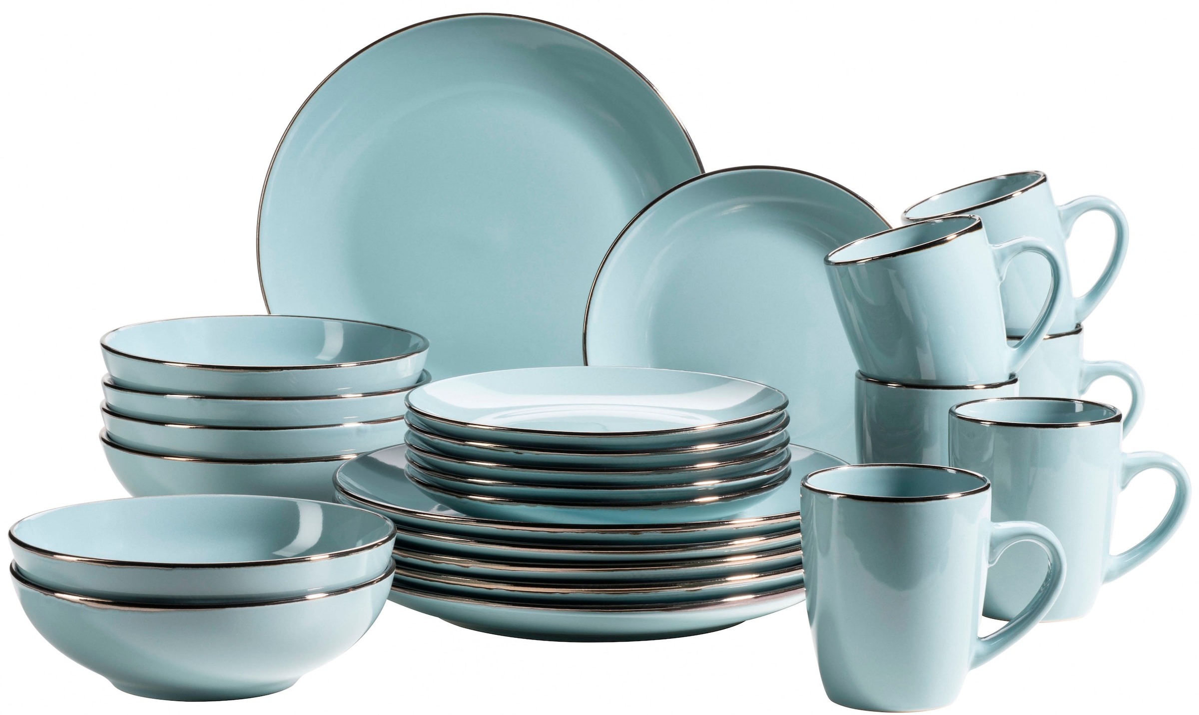 MÄSER Kombiservice "Geschirr-Set, Service Metallic Rim" messingfarben schim günstig online kaufen