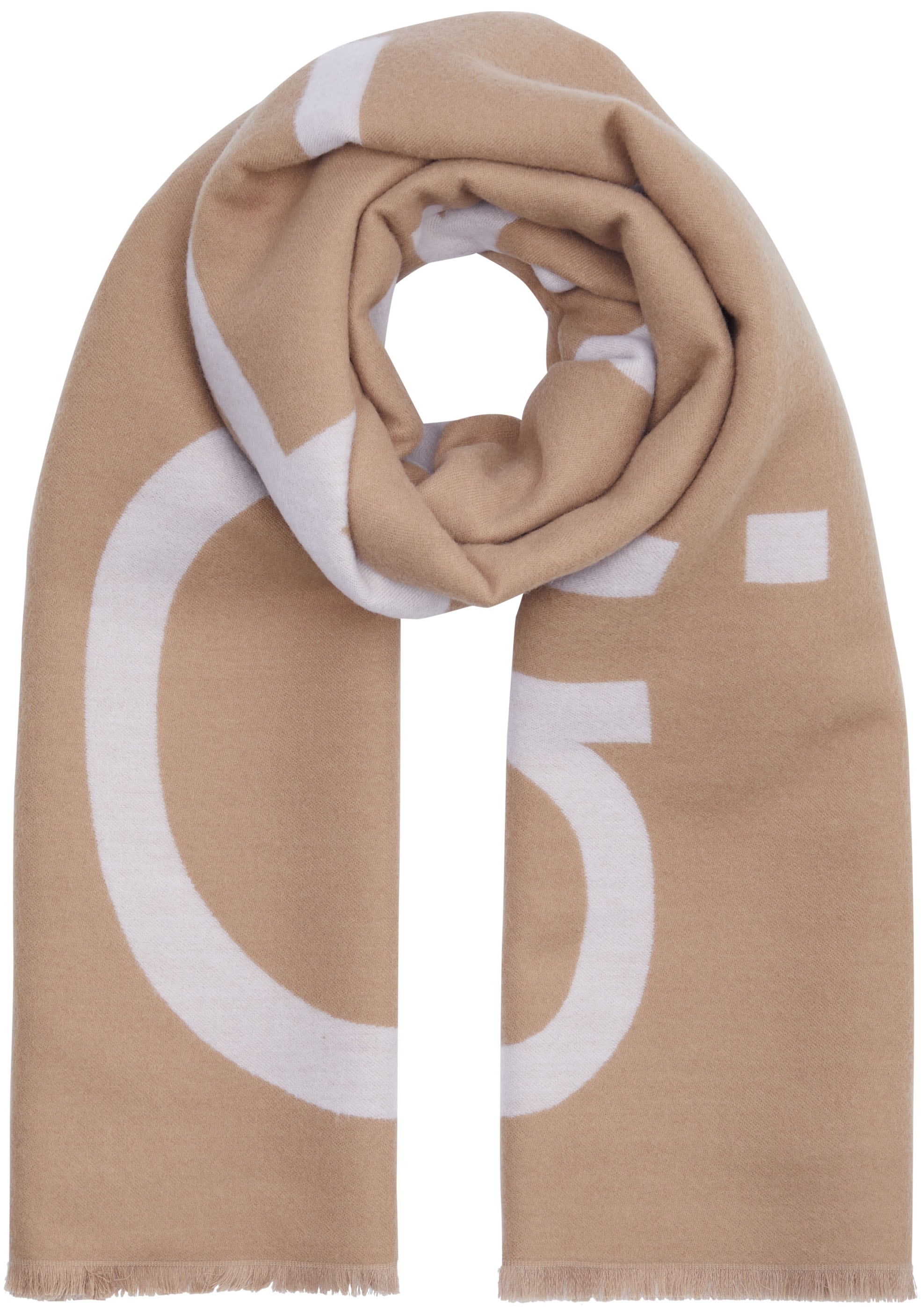 Modeschal »FRINGES 2-TONES WOOL BLEND SCARF«, mit Logoprägung