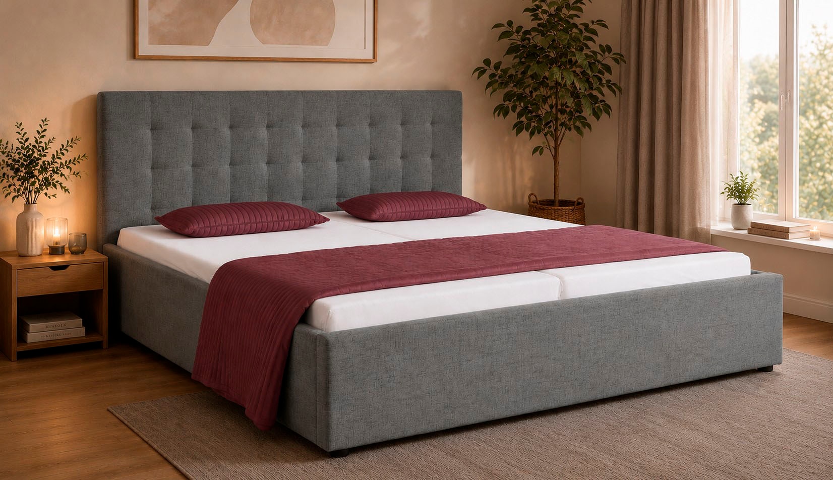 OTTO home Polsterbett "Hamar, Knopfsteppung im Kopfteil, bis 250 KG belastbar" 3 Breiten: 100cm/ 140cm/ 180cm, in verschiedenen Größen und Stoffen und Farben