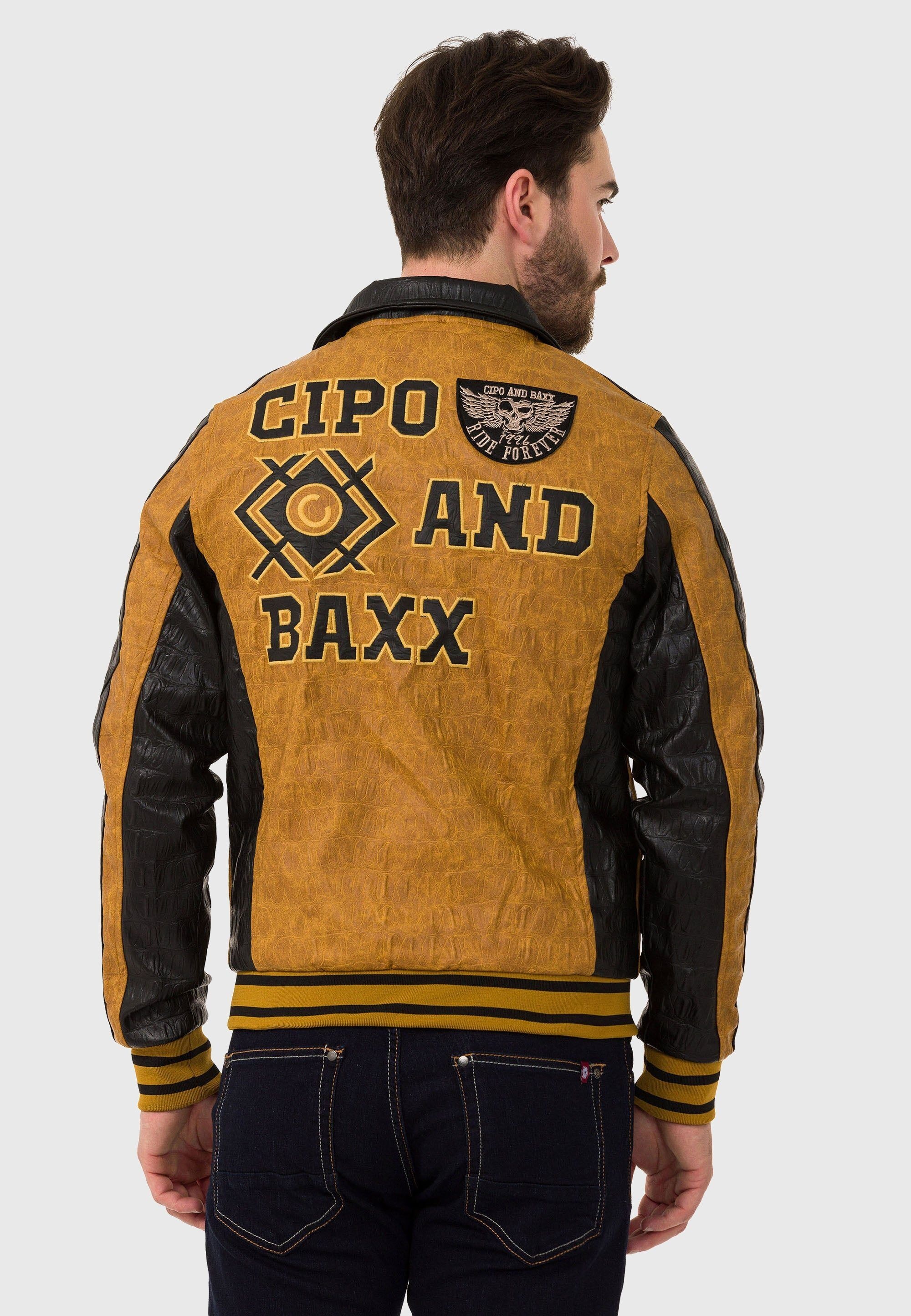 Cipo & Baxx Lederimitatjacke »Jacke«, ohne Kapuze, aus Kunstleder