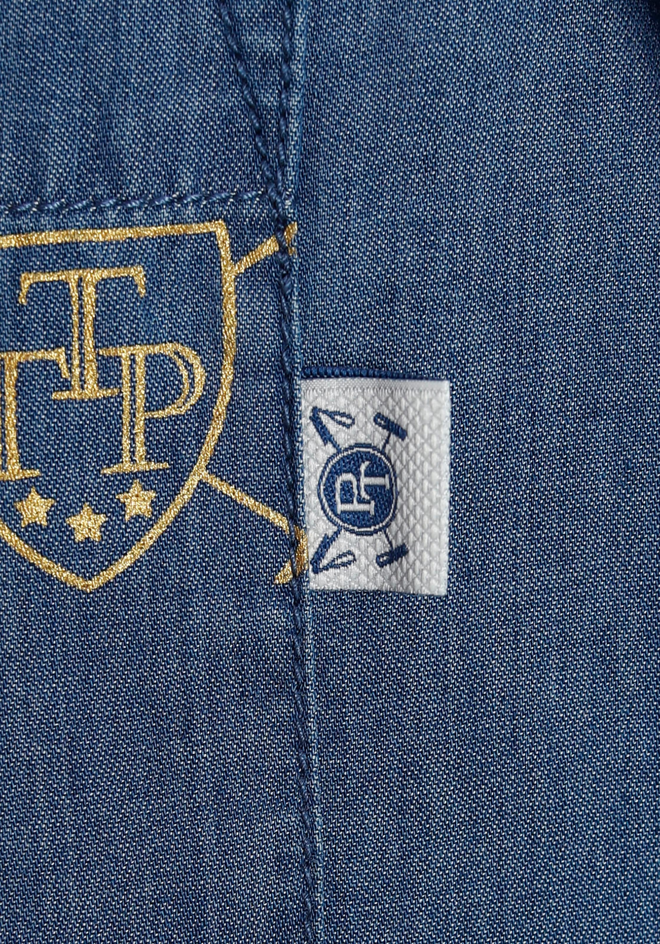 TOM TAILOR Polo Team Jeansbluse, mit BAUR | kaufen für trendigem Allover-Logoprint