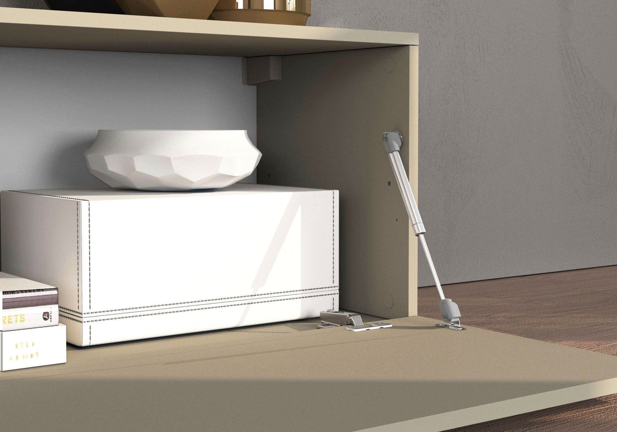 INOSIGN Lowboard »Chronos TV-Board, TV-Schrank«, (1 St., Breite verstellbar von 180 bis 260 cm), Breite 220 cm TV-Board,Lowboard,1 Klappe und ein L-Förmiger Aufsatz