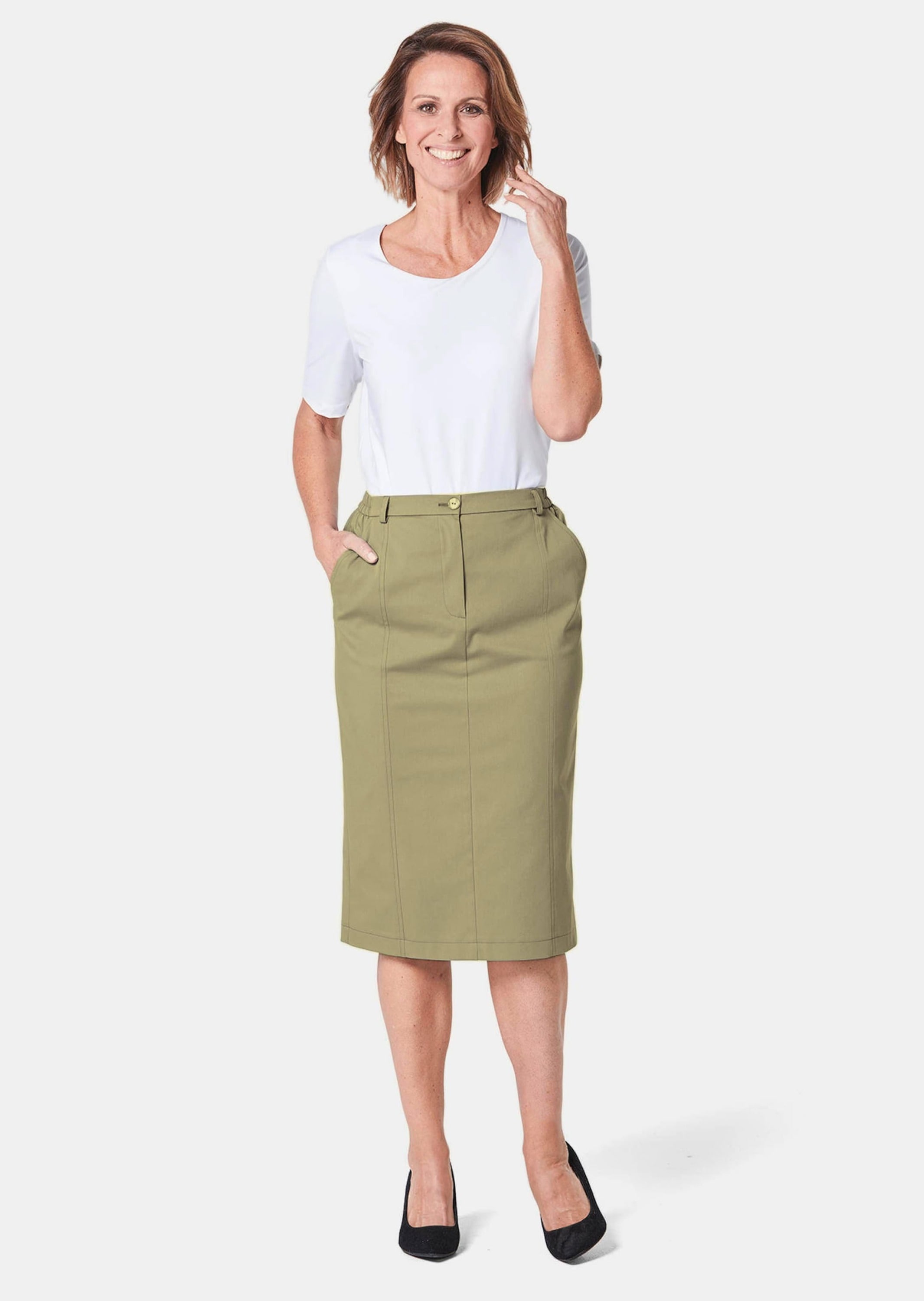 GOLDNER Midirock »Kurzgröße Sportlich eleganter Satinrock«