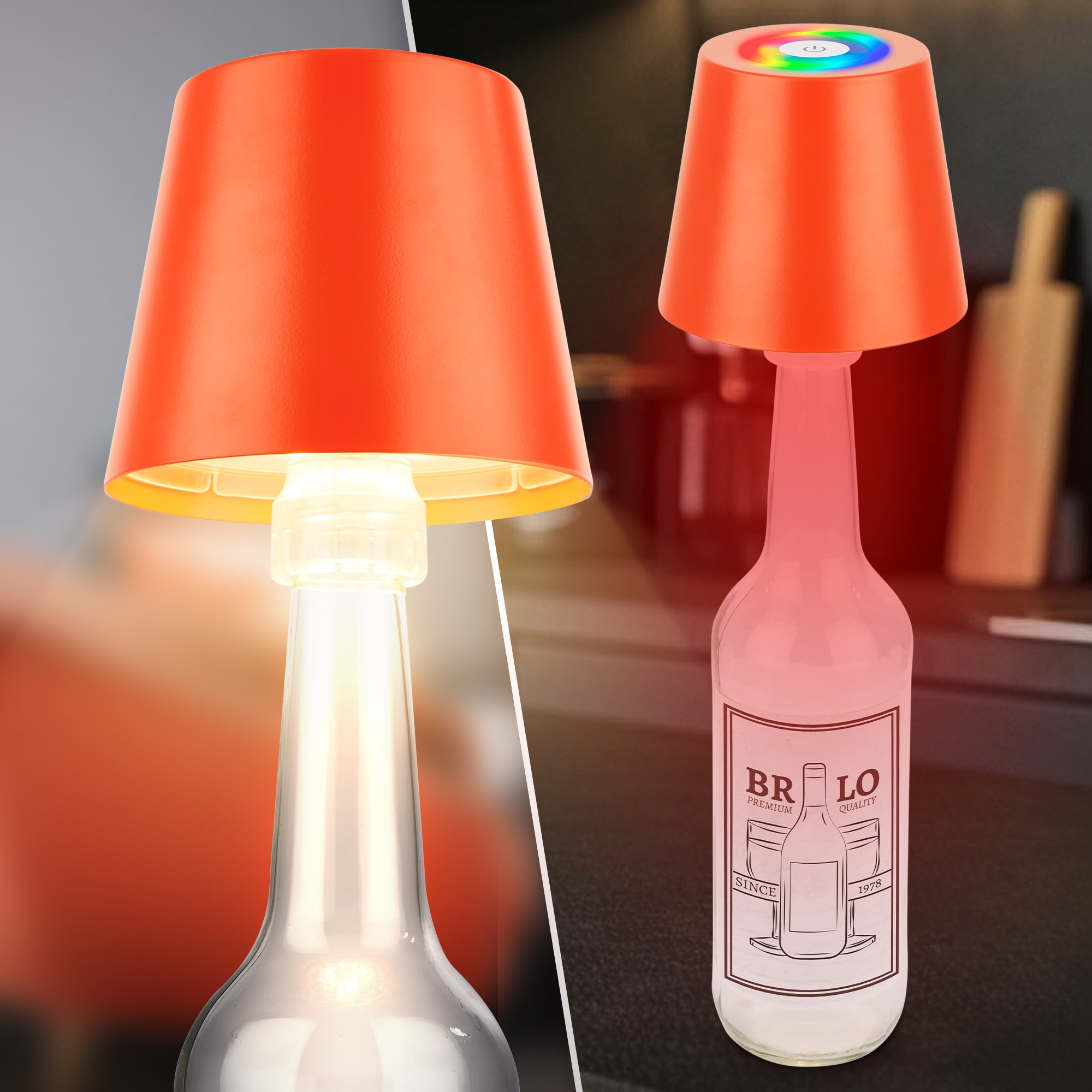 Briloner Leuchten LED Außen-Tischleuchte »RGB/W Akku Tischleuchte, IP44, 2,5W, inkl. Flaschenhalter«, Leuchtmittel LED-Modul | LED fest integriert