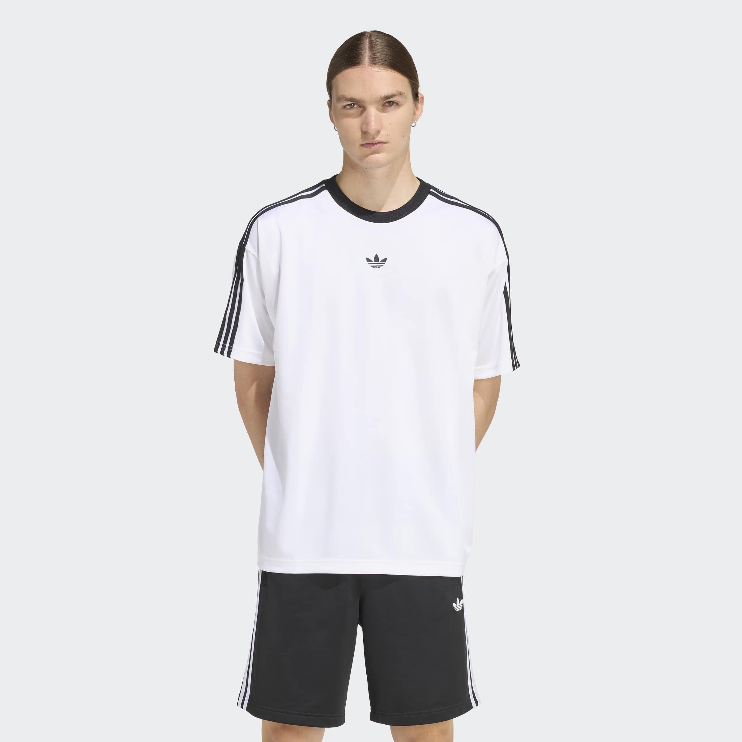 T-Shirt ADIDAS ORIGINALS "ADIDAS ADICOLOR JACQUARD TRIKOT", Herren, Gr. 3XL, weiß, Obermaterial: 100% Polyester, Rundhals, Shirts T-Shirt, lockere Passform, Rundhalsausschnitt, mit klassischem Trefoil Logo