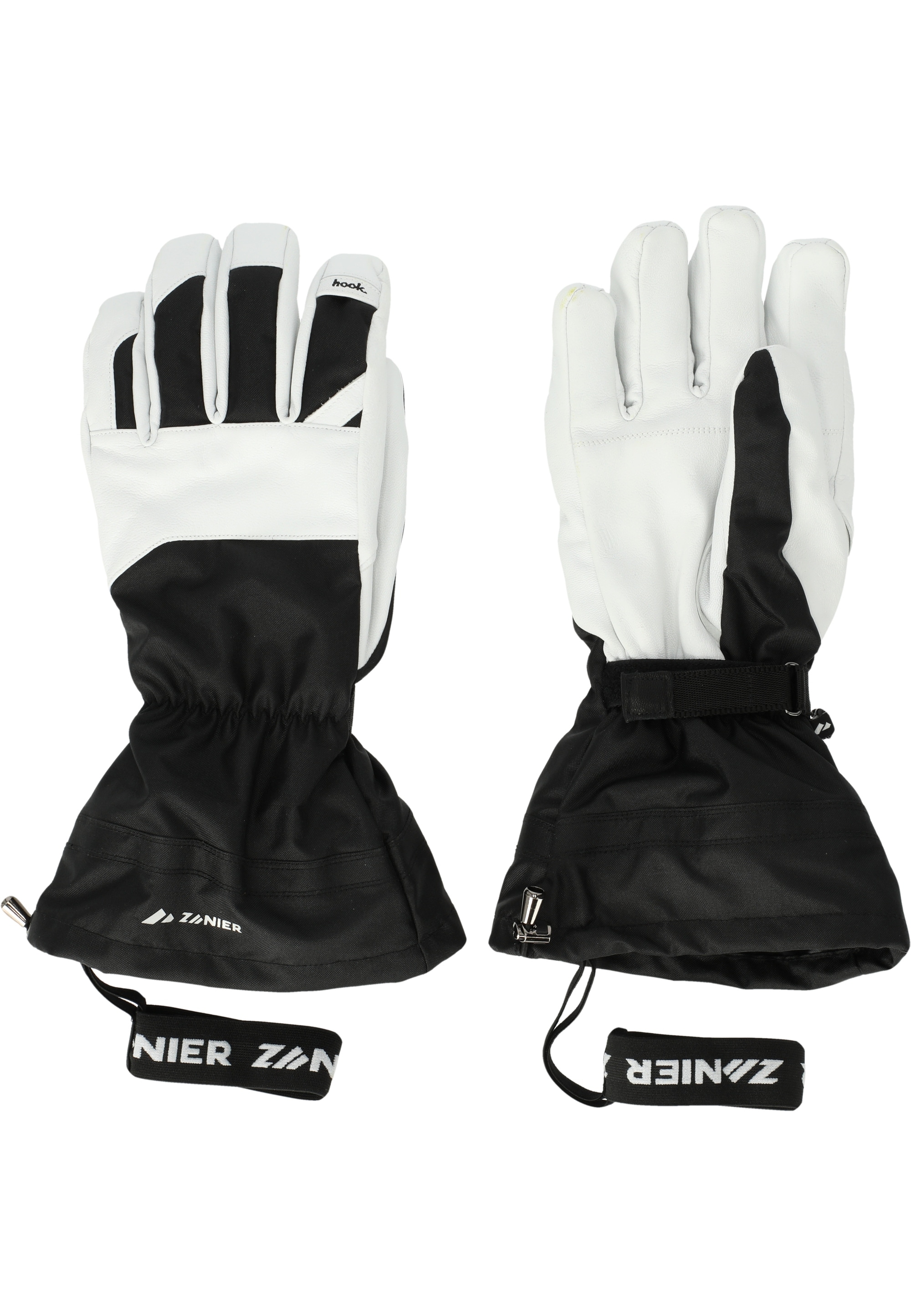 "Skihandschuhe ZANIER ""Mybackcountry"", Damen, Gr. 8, schwarz-weiß (schwarz), 20% Leder, 80% Polyester, Handschuhe, mit TIROLWOOL-Innenhandschuh"