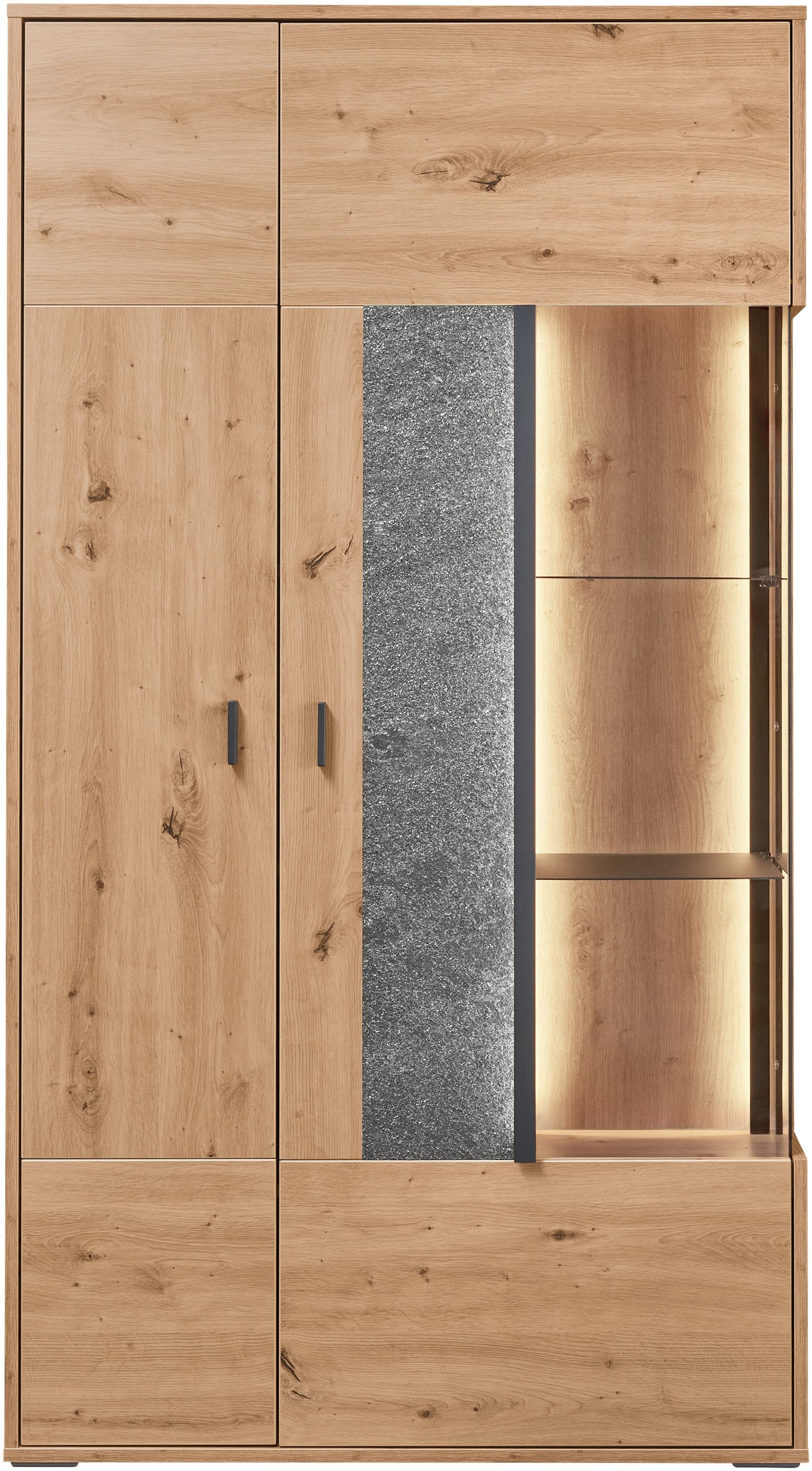 set one by Musterring Vitrine »Deltona«, mit Sandsteinelement, inkl. Beleuchtung, zwei Farben, B94 x H170 cm