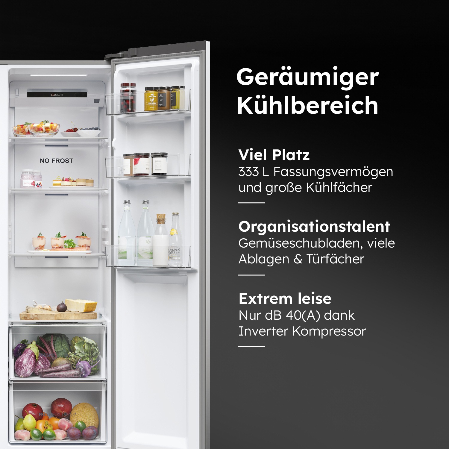 Haier Side-by-Side SBS 90 Series 5 »HSR5918DIMP«, 178 cm hoch, 91 cm breit, Nutzinhalt: 511 Liter, Extrem leise