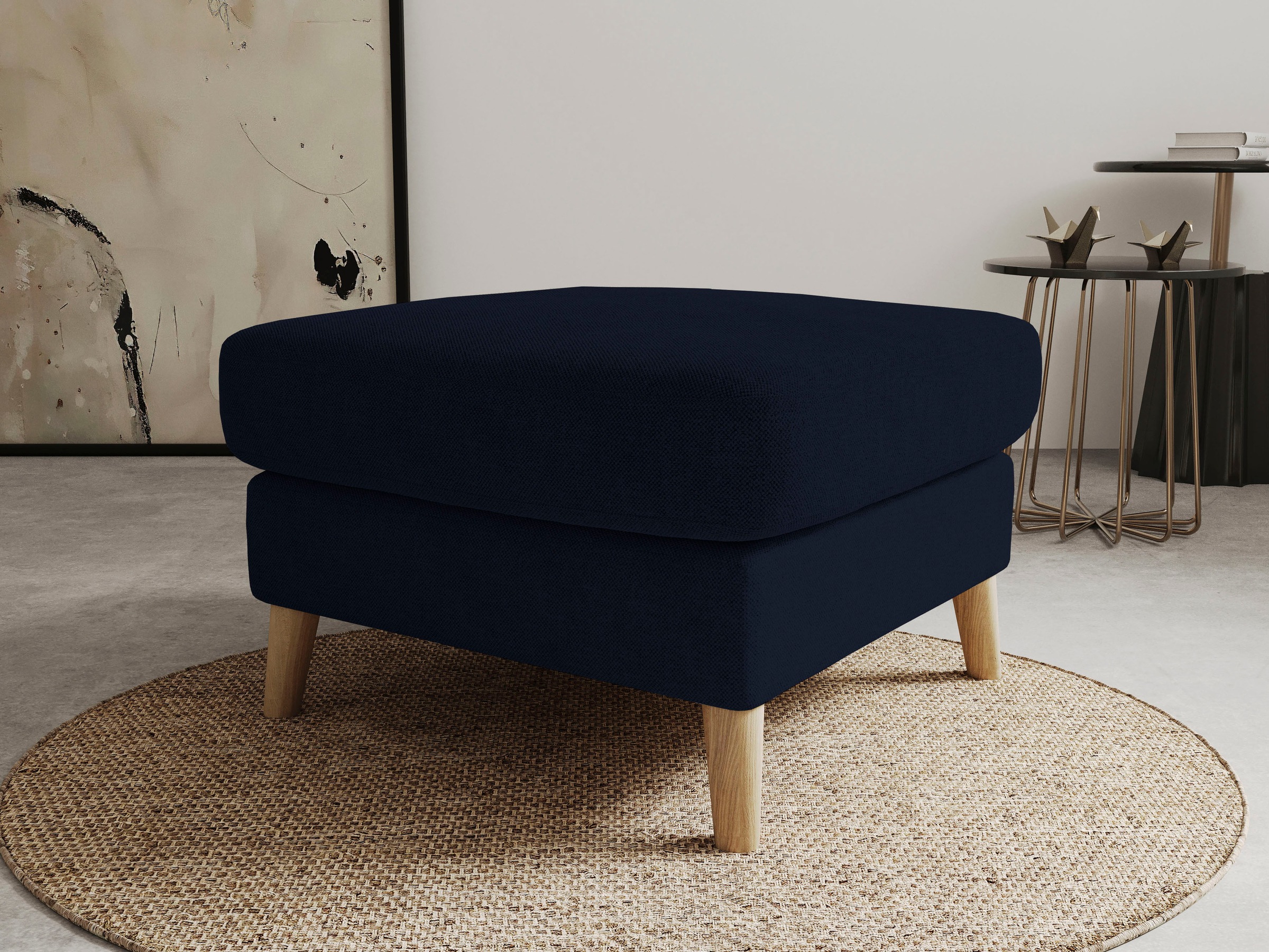 Home affaire Polsterhocker "MARSEILLE", Massivholzbeine Eiche, Landhausstil günstig online kaufen