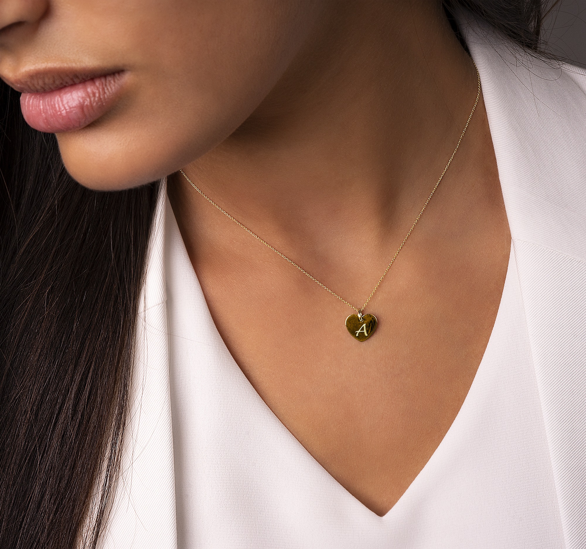 One Element Pendentif Coeur avec Gravure Lettre A 333 Or Jaune 2
