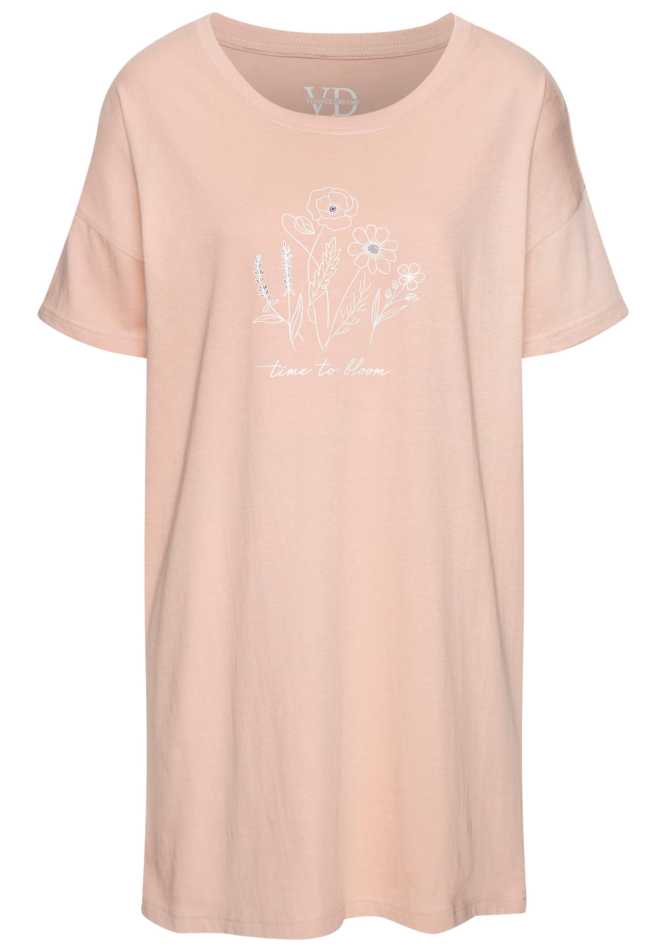 Vivance Dreams Bigshirt, (Set, 2 Stück), mit zart skizziertem Frontdruck