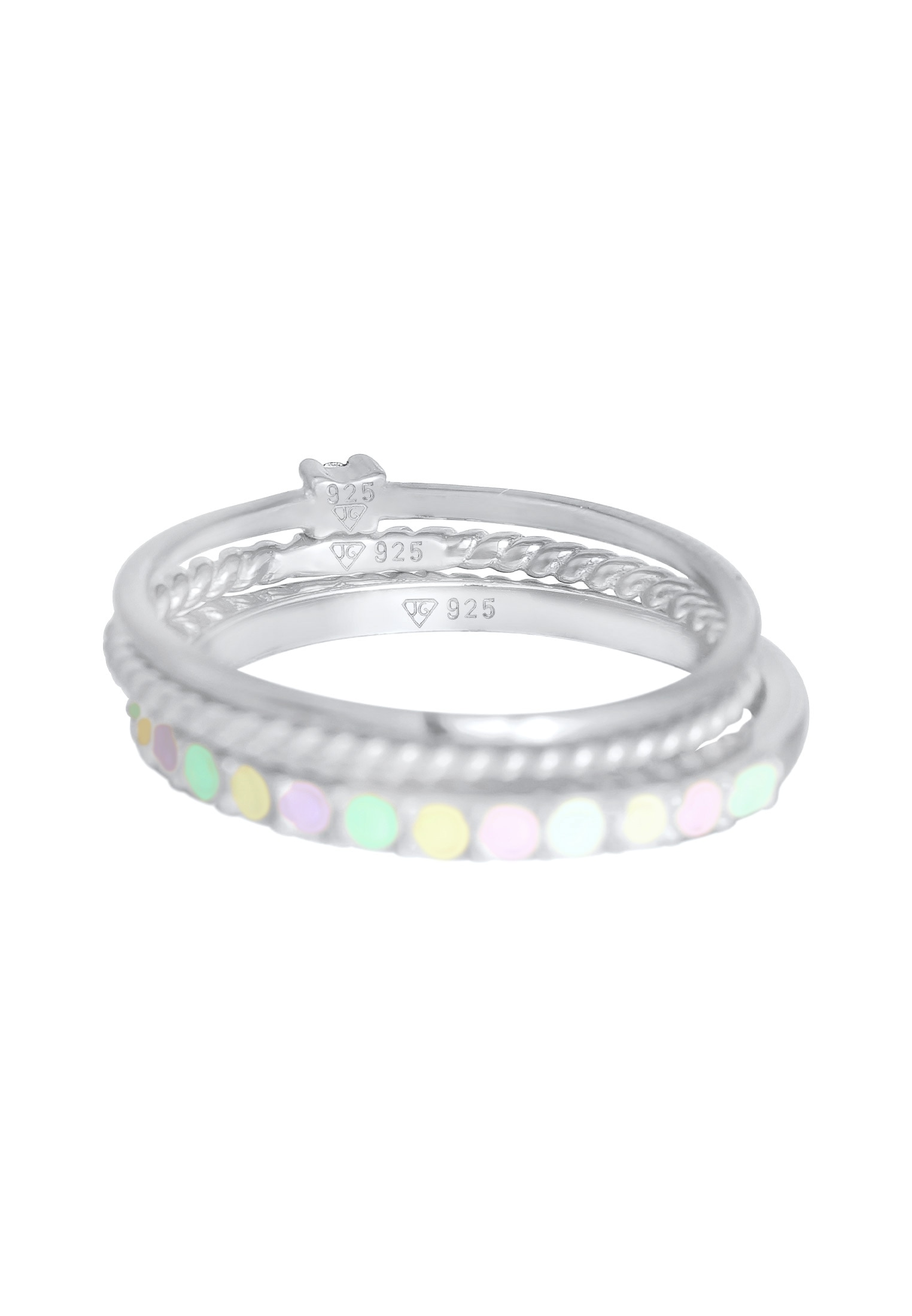 Elli Ring-Set »Ring Multi-Color Emaille 3er Set 925 Silber, mit Kristallen von Swarovski®«
