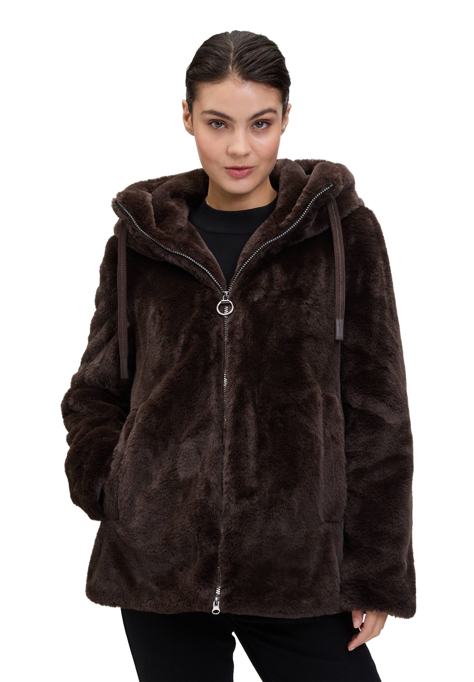 Betty Barclay Plüschjacke "Damen Plüschjacke mit Kapuze" mit Kapuze günstig online kaufen