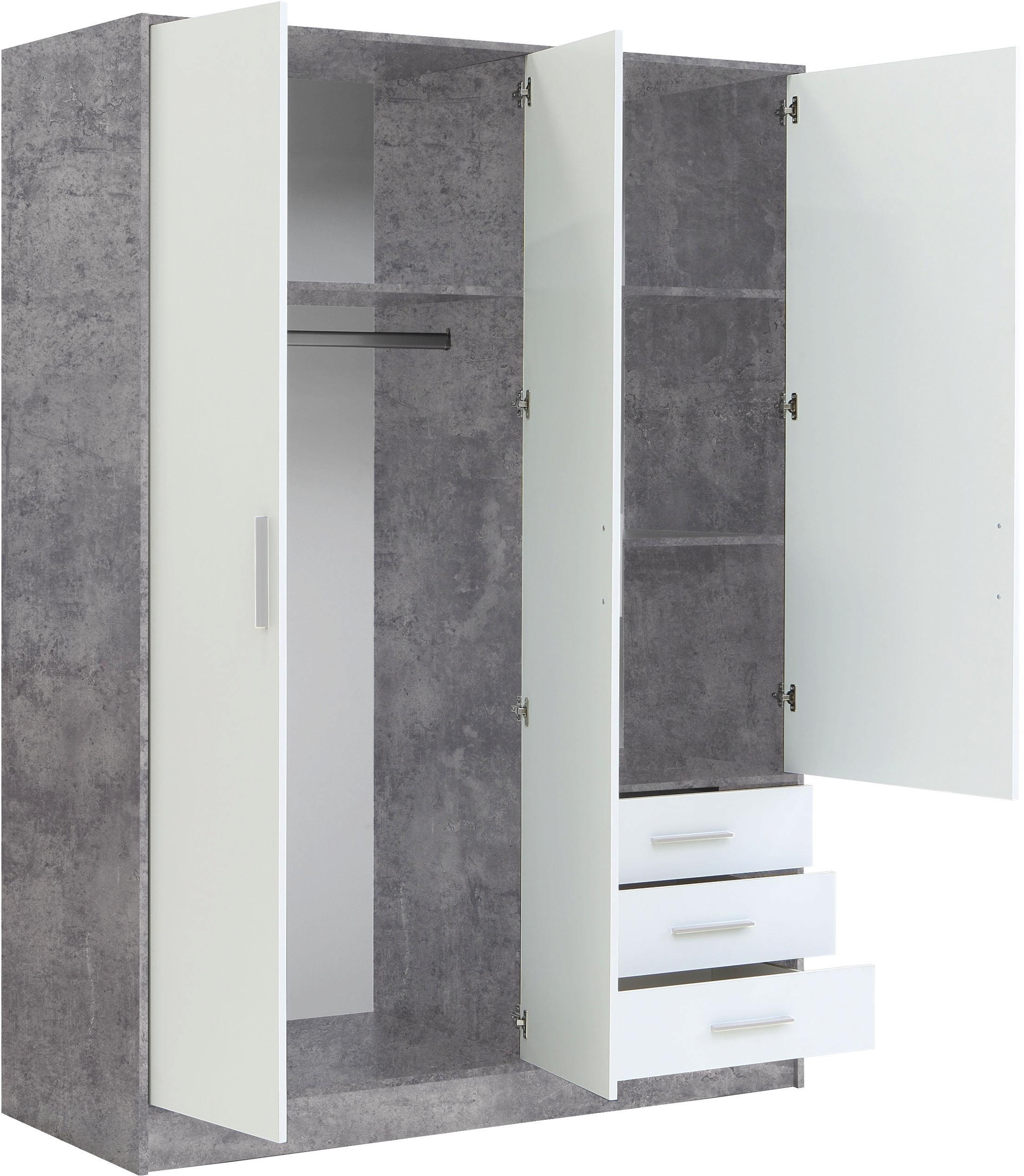 FORTE Kleiderschrank »Jupiter, Made in Europe, mit Schubladen«, (Maße (T/H): 60/200 cm), Stauraum, 2 Breiten, 4 Farben, Schubladen, variable Einlegeböden
