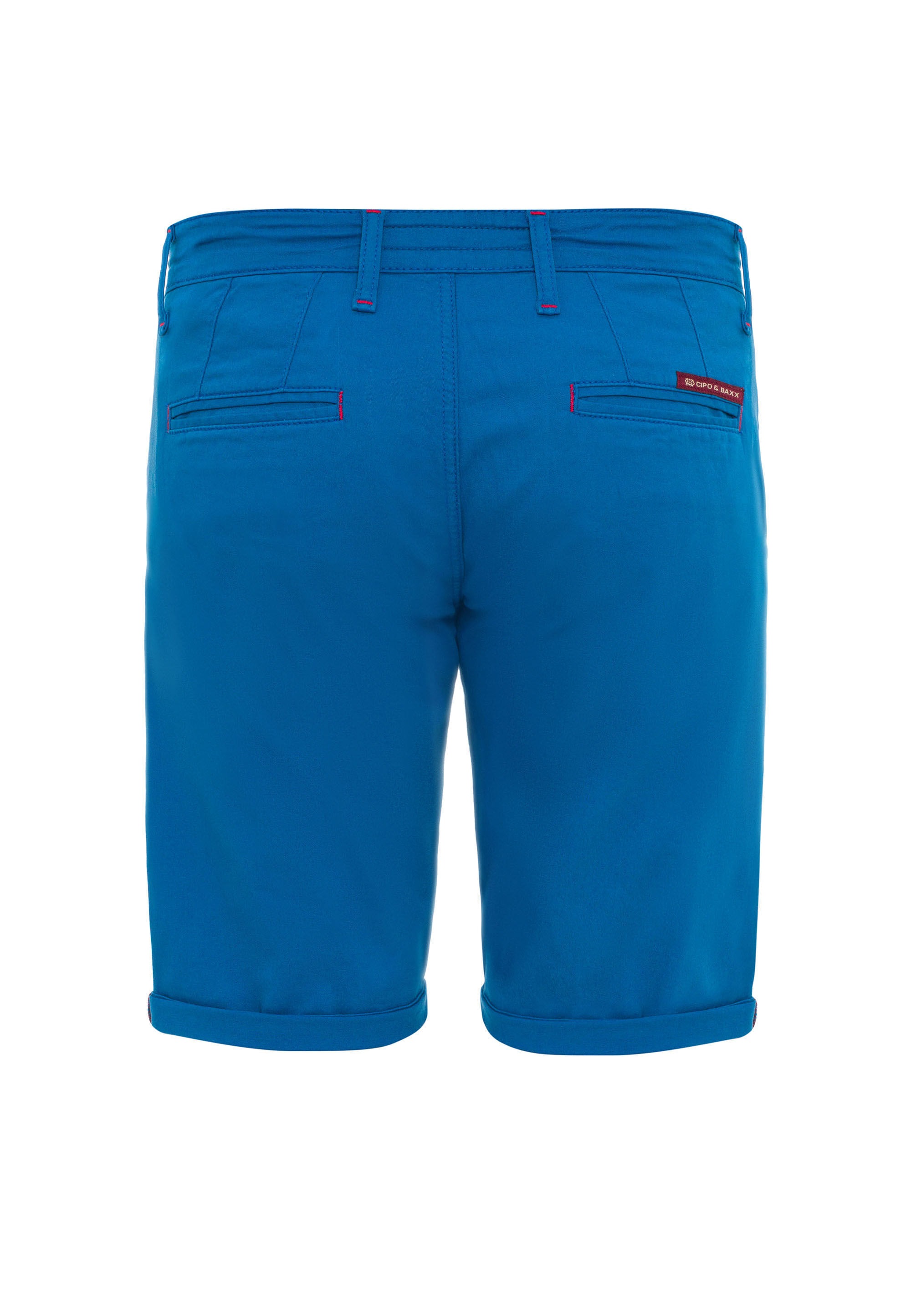 Stoffhose CIPO & BAXX "Shorts", Herren, Gr. 38, Normalgrößen, saxeblau, 97% Baumwolle, 3% Elasthan, unifarben, regular fit knielang, Hosen Stoffhose, im unifarbenen Look 3
