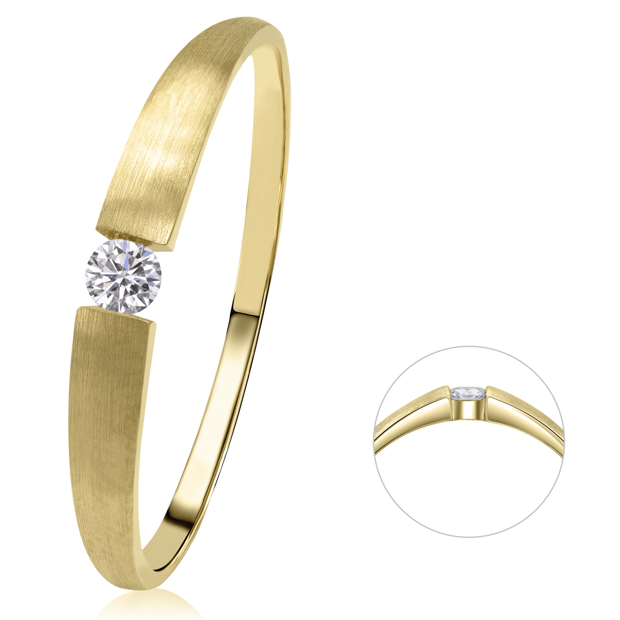 Diamantring »0,03 ct Diamant Brillant Ring aus 585 Gelbgold«, Damen Gold Schmuck