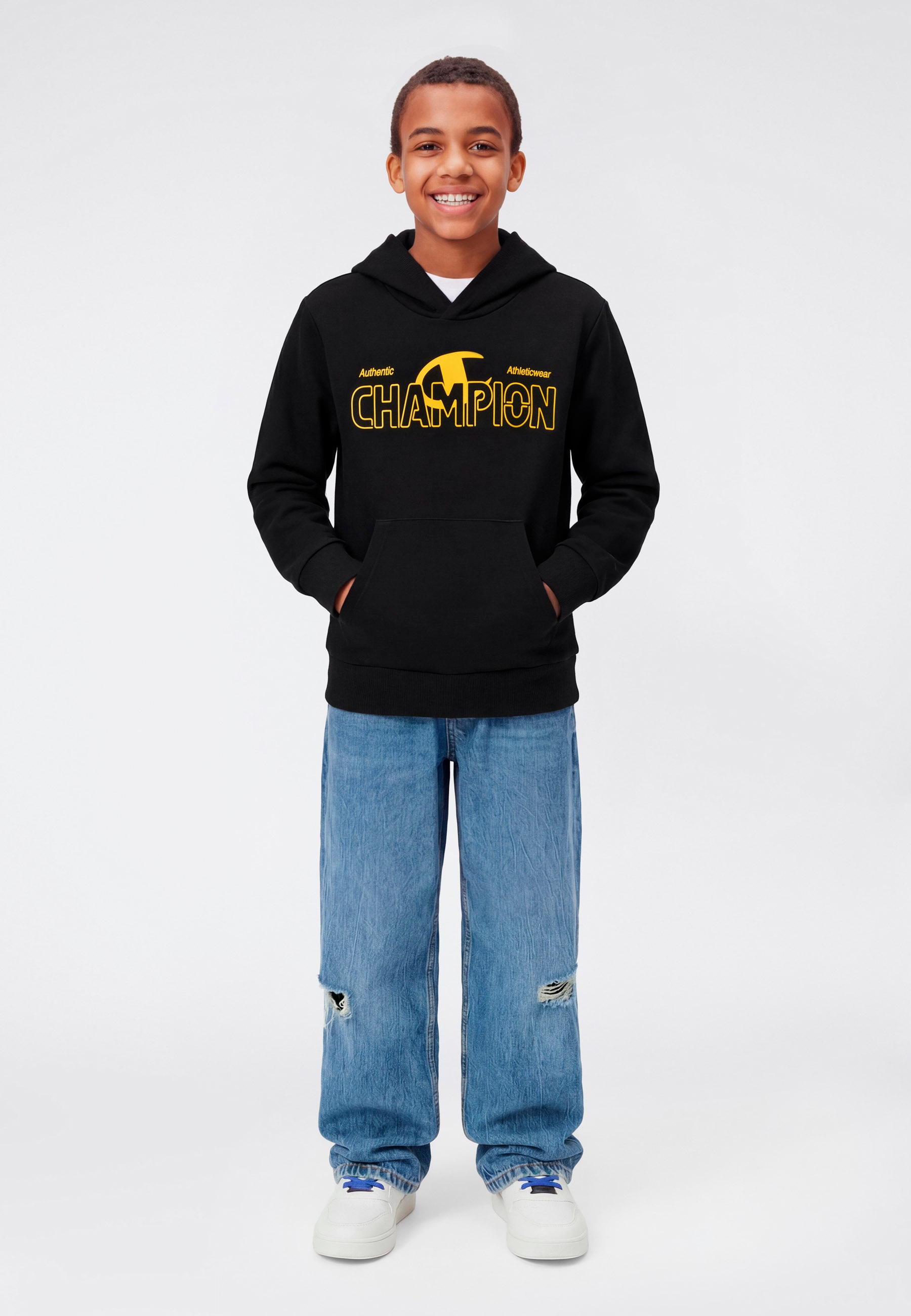 Champion Kapuzensweatshirt »Graphic Terry Hoodie«, mit Kapuze, für Kinder, bequeme Passform
