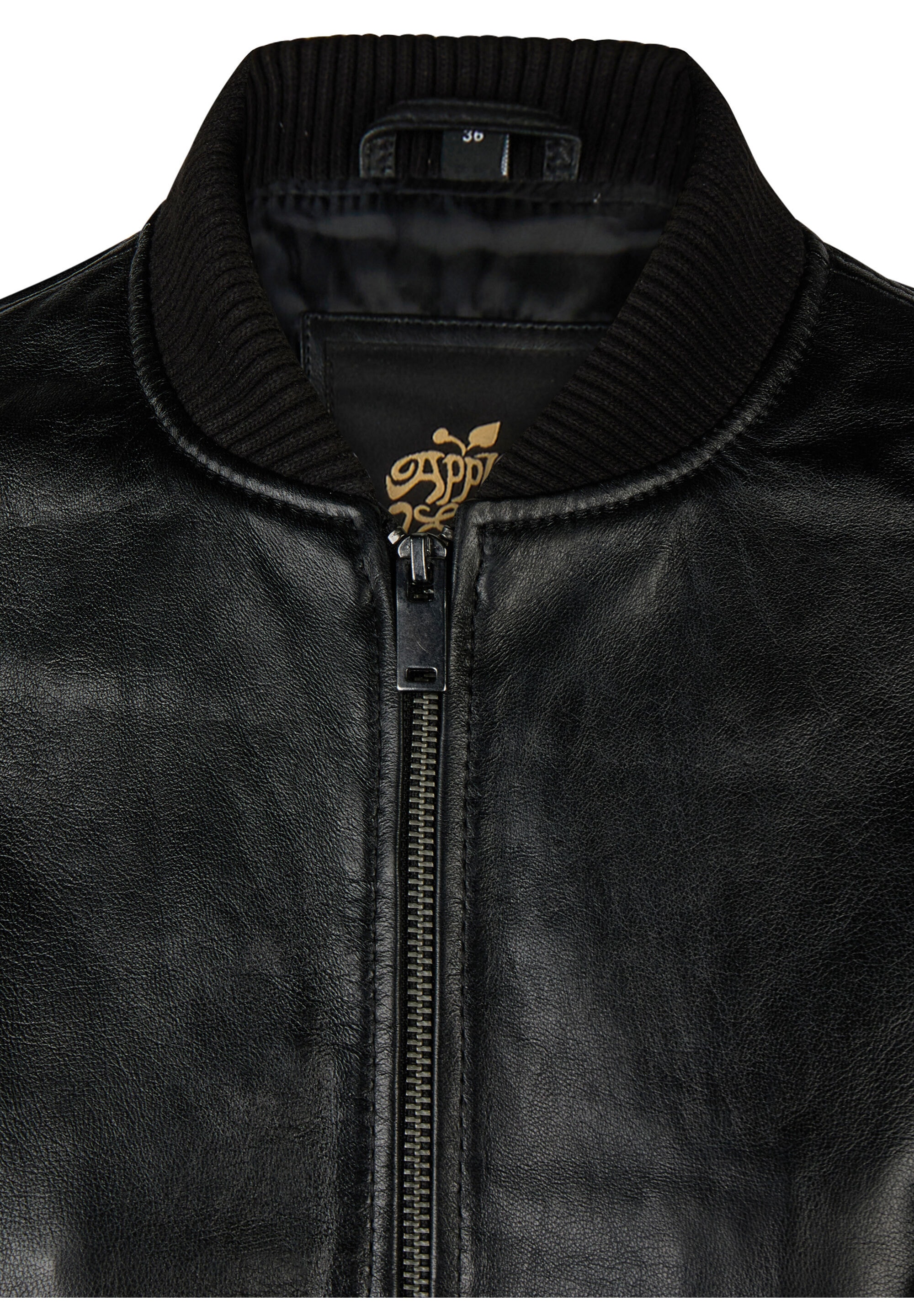 Apple of Eden Lederjacke »Apple of Eden Lederjacke« ohne Kapuze mit Rippbündchen an den Ärmeln