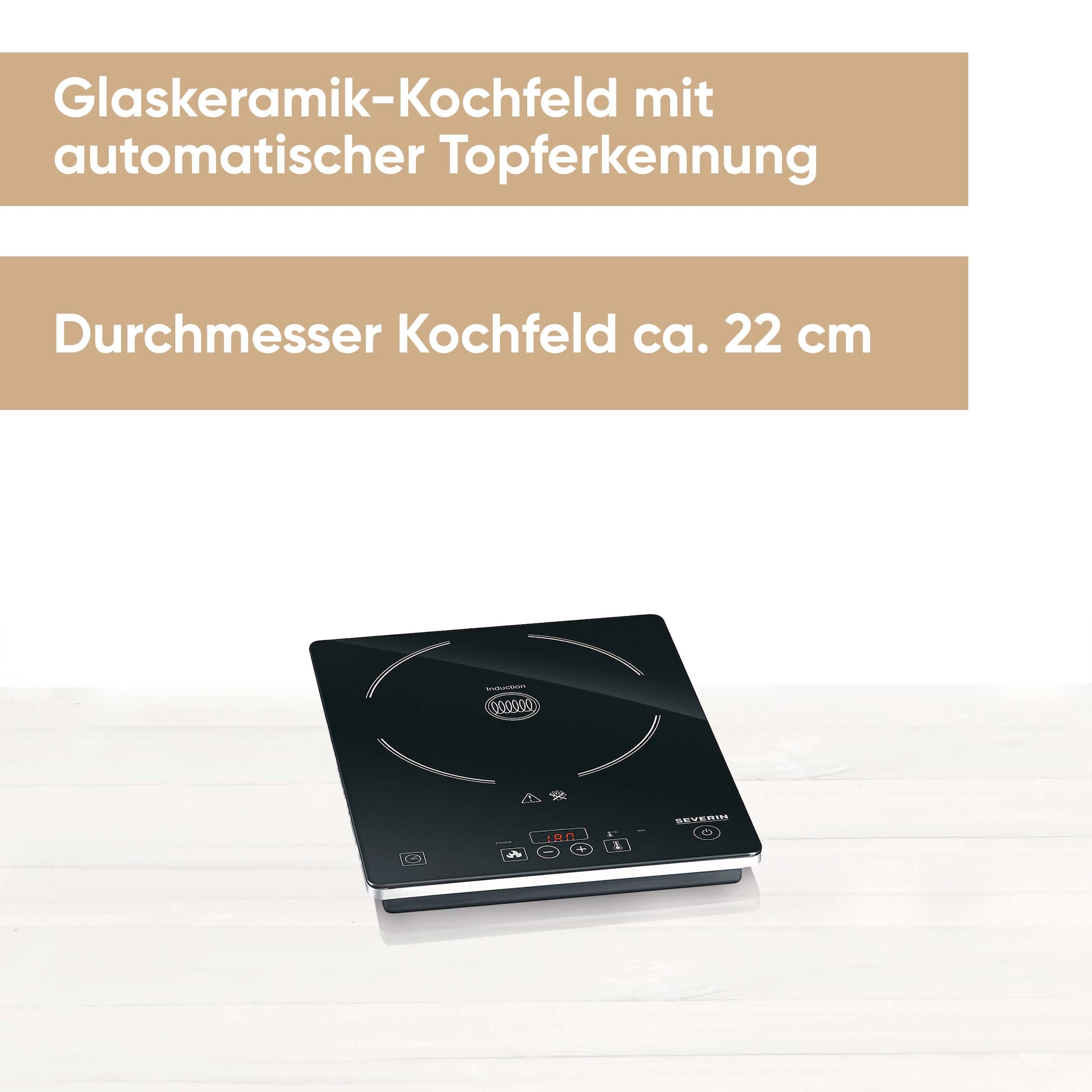 Severin Einzel-Induktionskochplatte »KP 1071« Timerfunktion, automatische Topferkennung, Glaskeramik