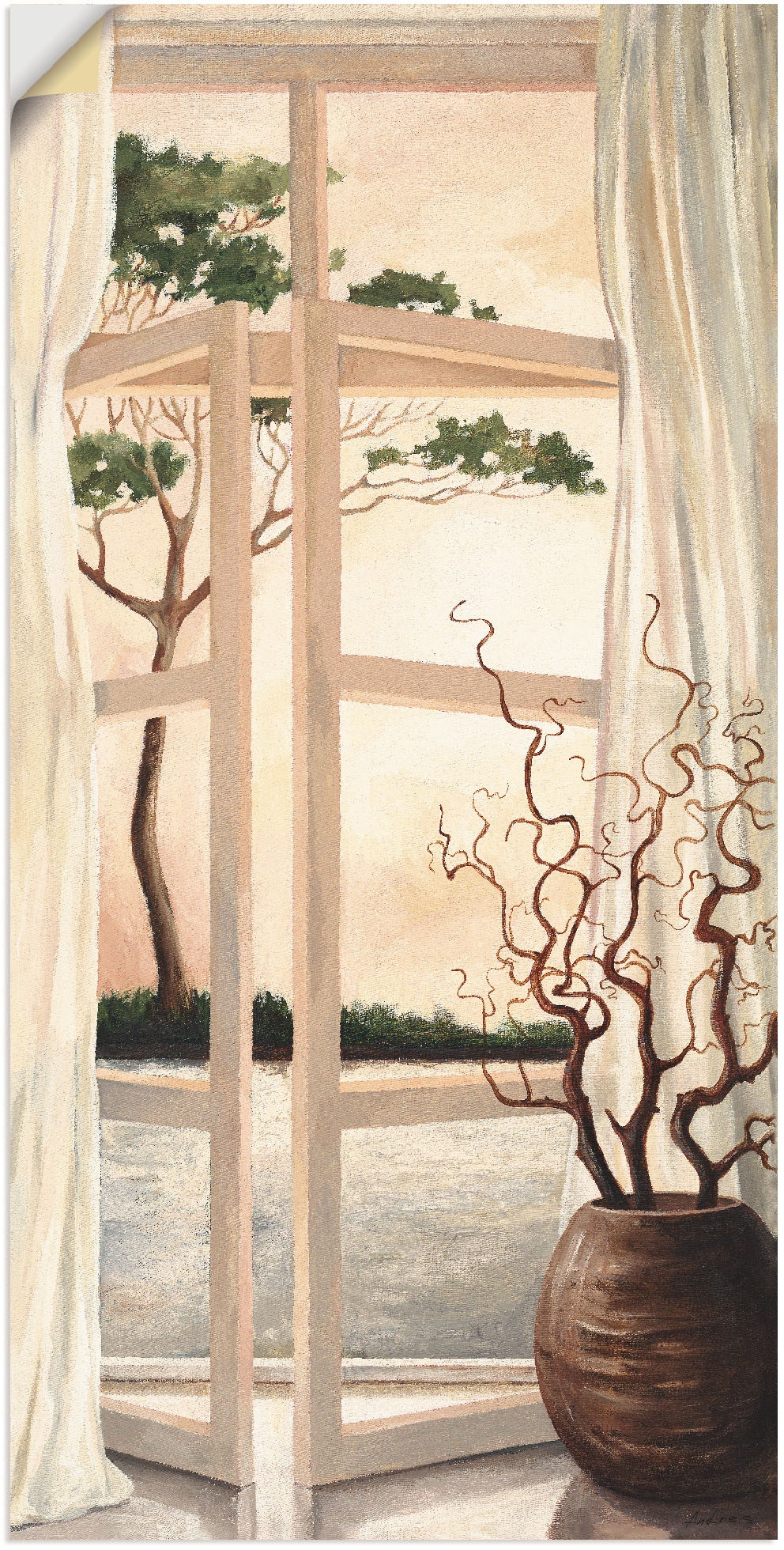 Artland Wandbild "Fensterbild Toskanischer Sonnenuntergang", Fensterblick, günstig online kaufen