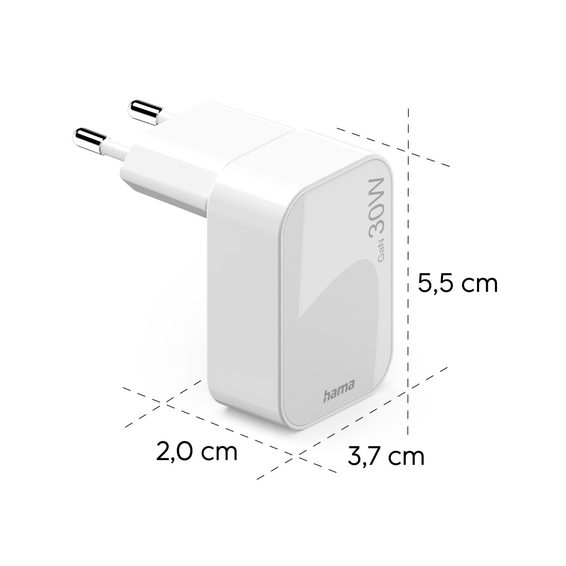 Hama Schnelllade-Gerät »faltbares Mini-Schnellladegerät, 30 Watt, GaN, USB-C, weiß« 1xUSB-C, Power Delivery, Fast Charge, GaN-Technologie, Eurostecker
