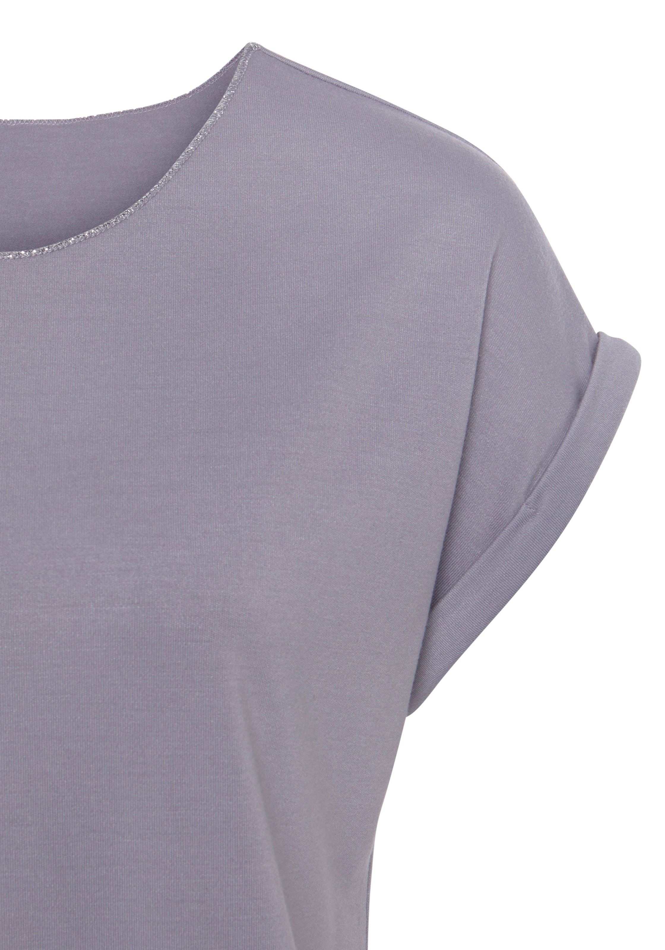 Thumbnail - LASCANA Rundhalsshirt "mit eleganten Glitzerabschlüssen", aus pflegeleichter Qualität