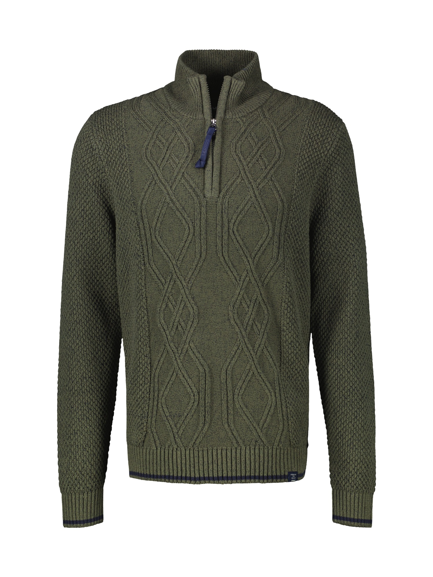 LERROS Strickpullover »LERROS Strickpullover mit Zopfmuster und Troyerkragen«