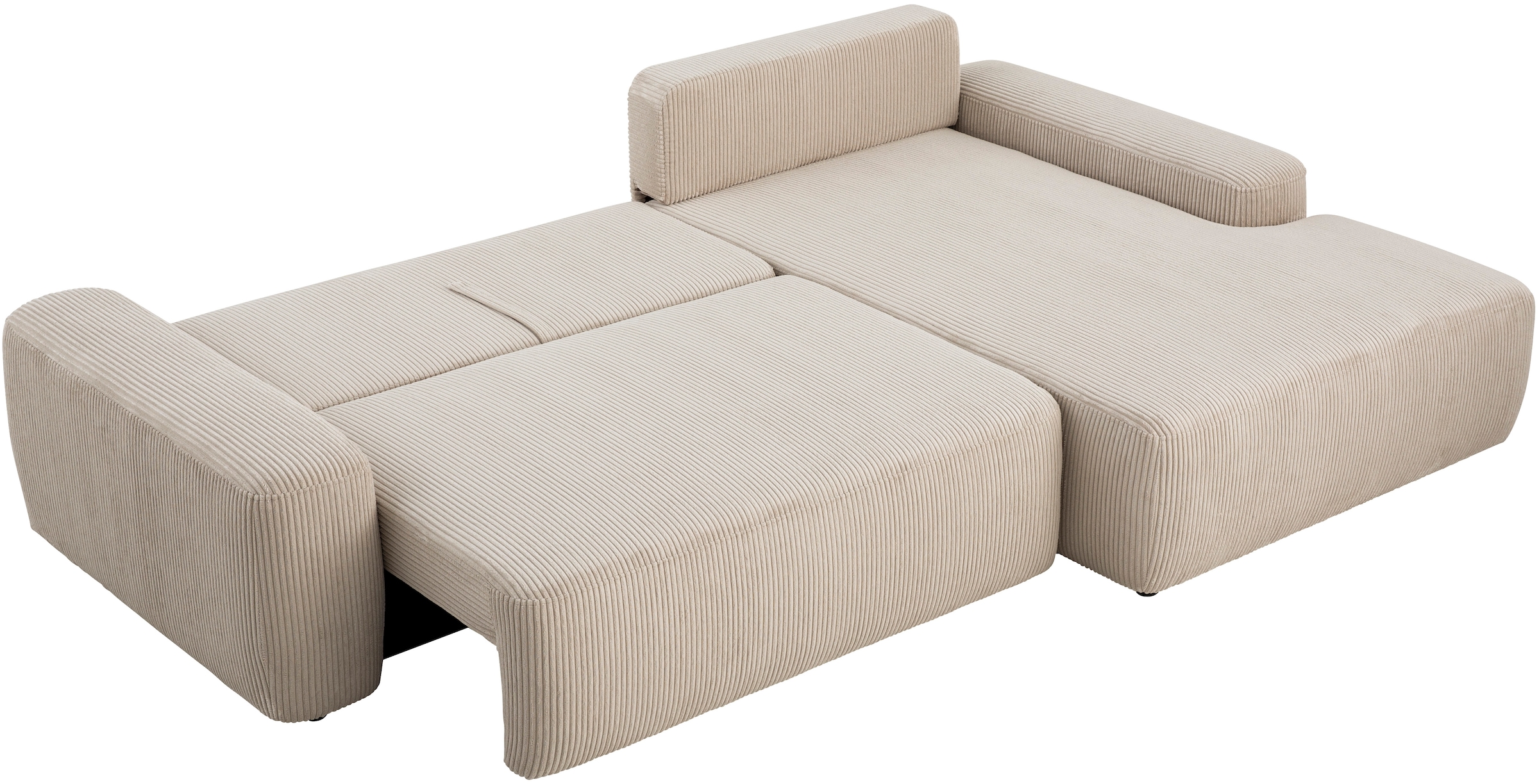 Home affaire Ecksofa »TORGE (264cm), Schlafsofa in Cord, Samtvelours o Struktur fein, L-Form« Schlaffunktion, Bettkasten, Liegefläche: 125/210 cm