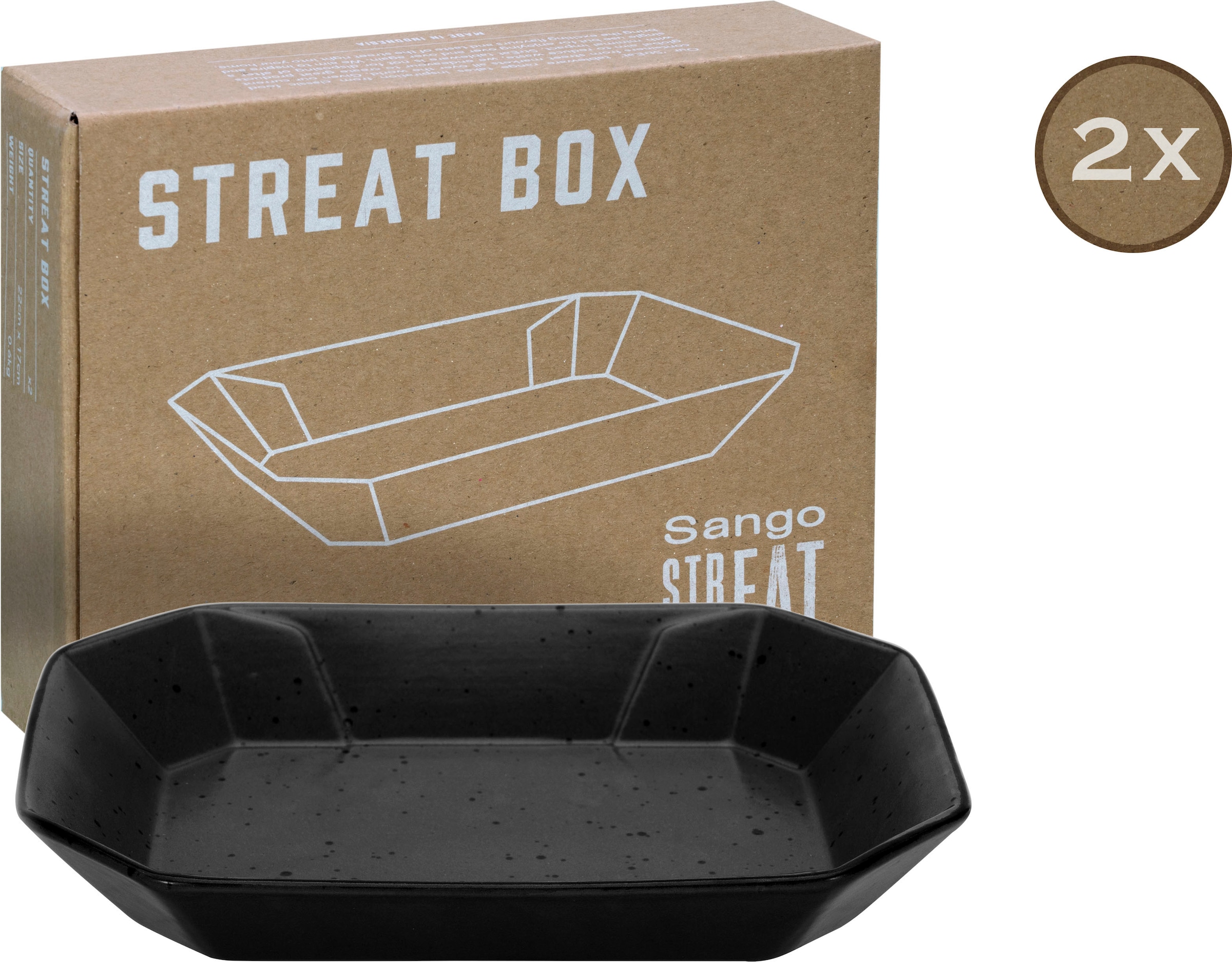CreaTable Servierschale »Box« 2 Stk. aus Steinzeug Snackschale, Topaktueller „Streat Food“ Trend