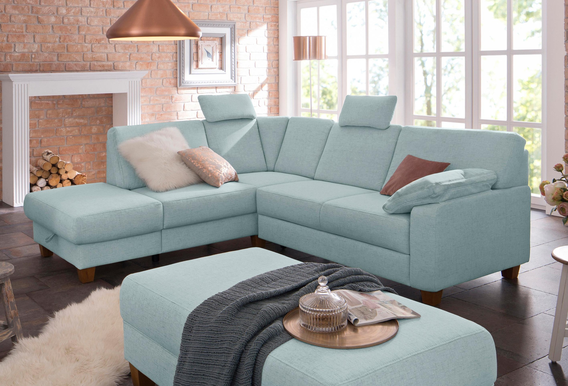 Home affaire Ecksofa »Belfort L-Form«, mit Federkern, wahlweise mit Bettfunktion und Stauraum