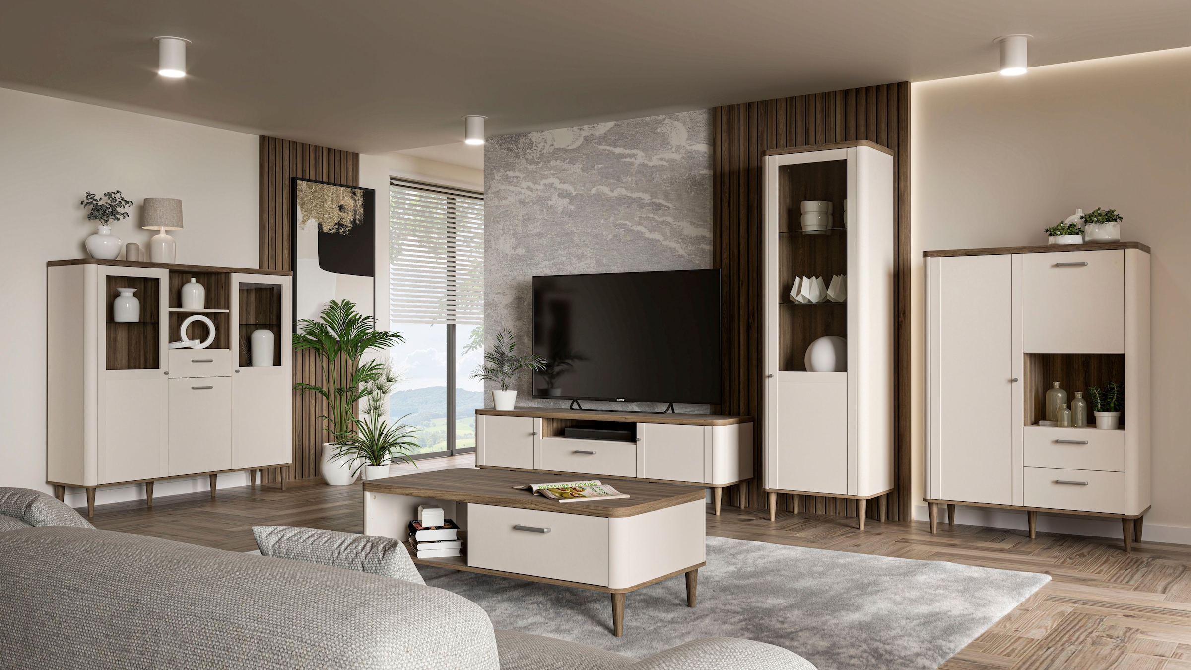 FORTE Couchtisch »Lacetti« B/H/T 120/43,7/60 cm Echtholzfüße