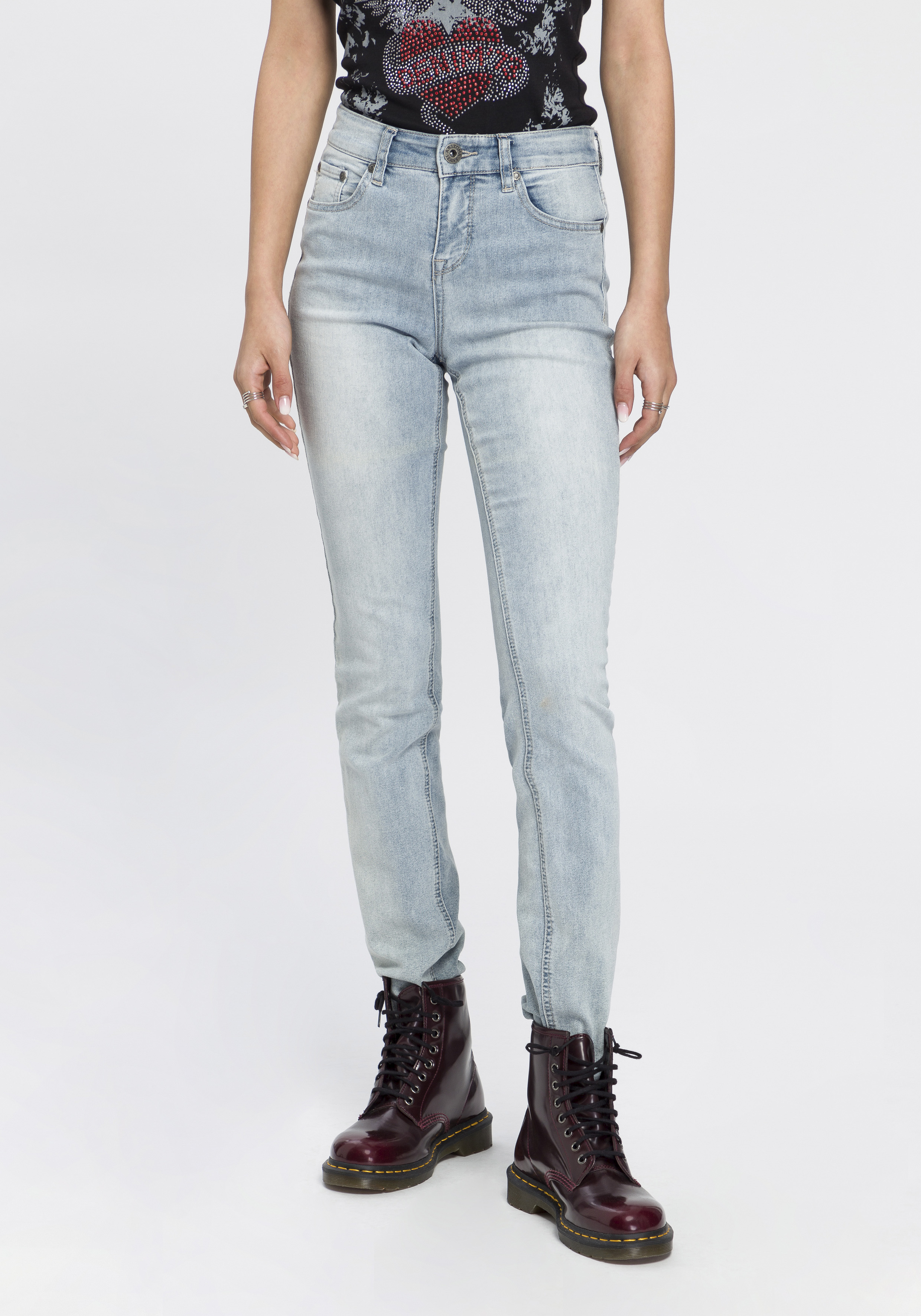 Arizona "Shaping" enge Passform, Röhrenjeans, Used-Look-Waschung, hohe Leibhöhe