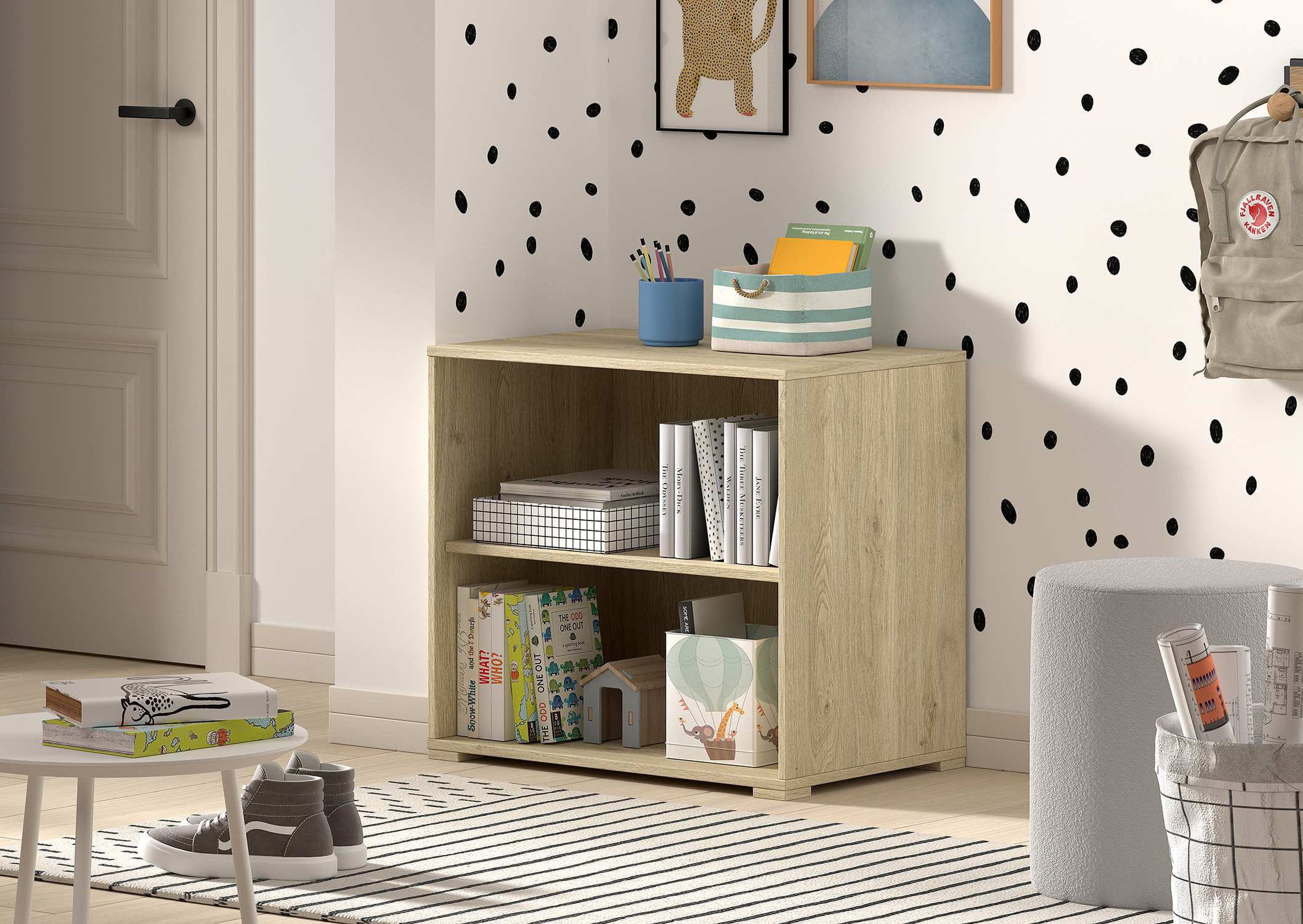 Vipack Stauraumbett »Sam, schlafen und arbeiten in einem, wahlweise Eiche- oder Weiß-Dekor« Liegefläche 90x200 cm, darunter eine große ausziehbare Schreibplatte,  mit Absturzschutz, Leiter u. Stauraum, pflegeleichte Dekor Oberfläche