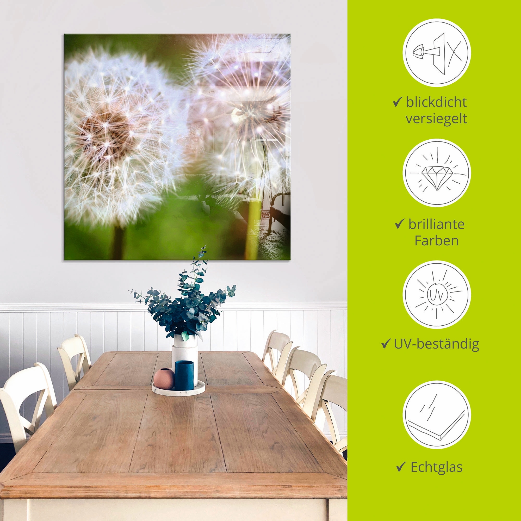 Artland Glasbild »Pusteblume Zweisamkeit« 1 Stk. tlg. in verschiedenen Größen