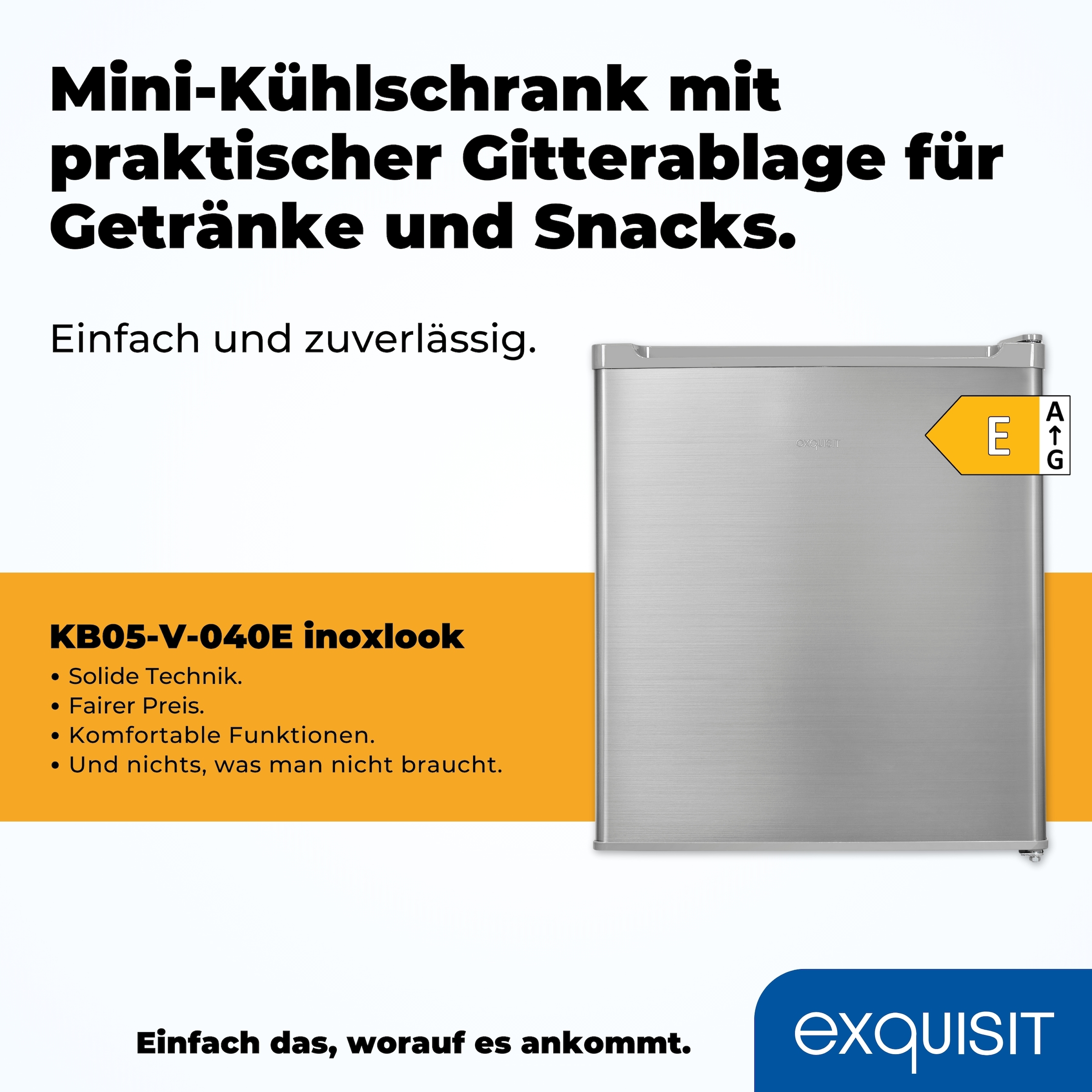 exquisit Kühlschrank »KB05-V-040E inoxlook«