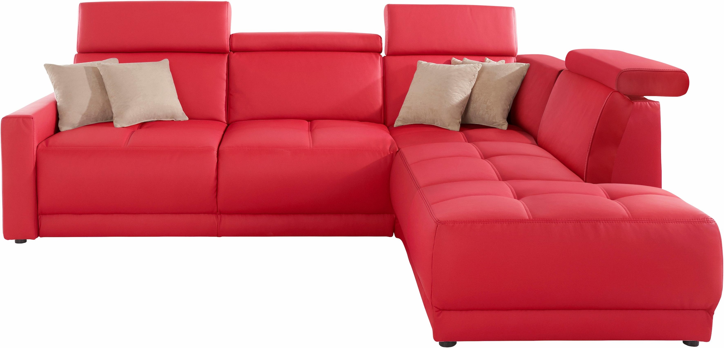 DOMO collection Ecksofa »Ava, moderne Sitzheftung mit toller Doppelnaht, komfortabel, L-Form«, mit Ottomane, inkl. Federkern, wahlweise mit Kopfteilverstellungen