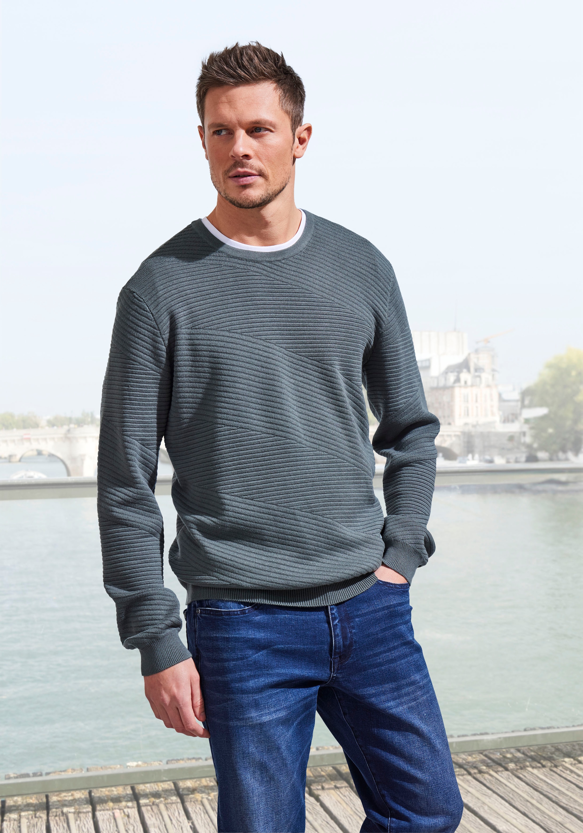 John Devin Strickpullover, Pullover aus weichem Strukturstrick