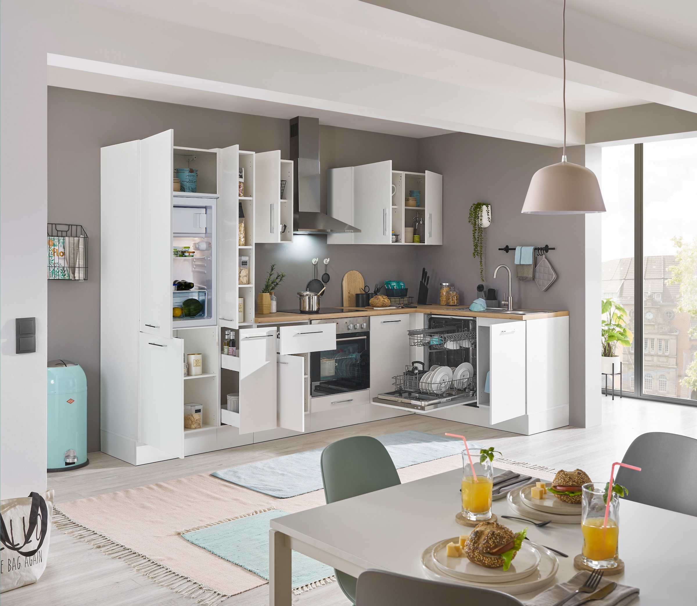 BASIC by Balculina Winkelküche »Turin«, Stellbreite 310x175 cm, wahlweise mit E-Geräten