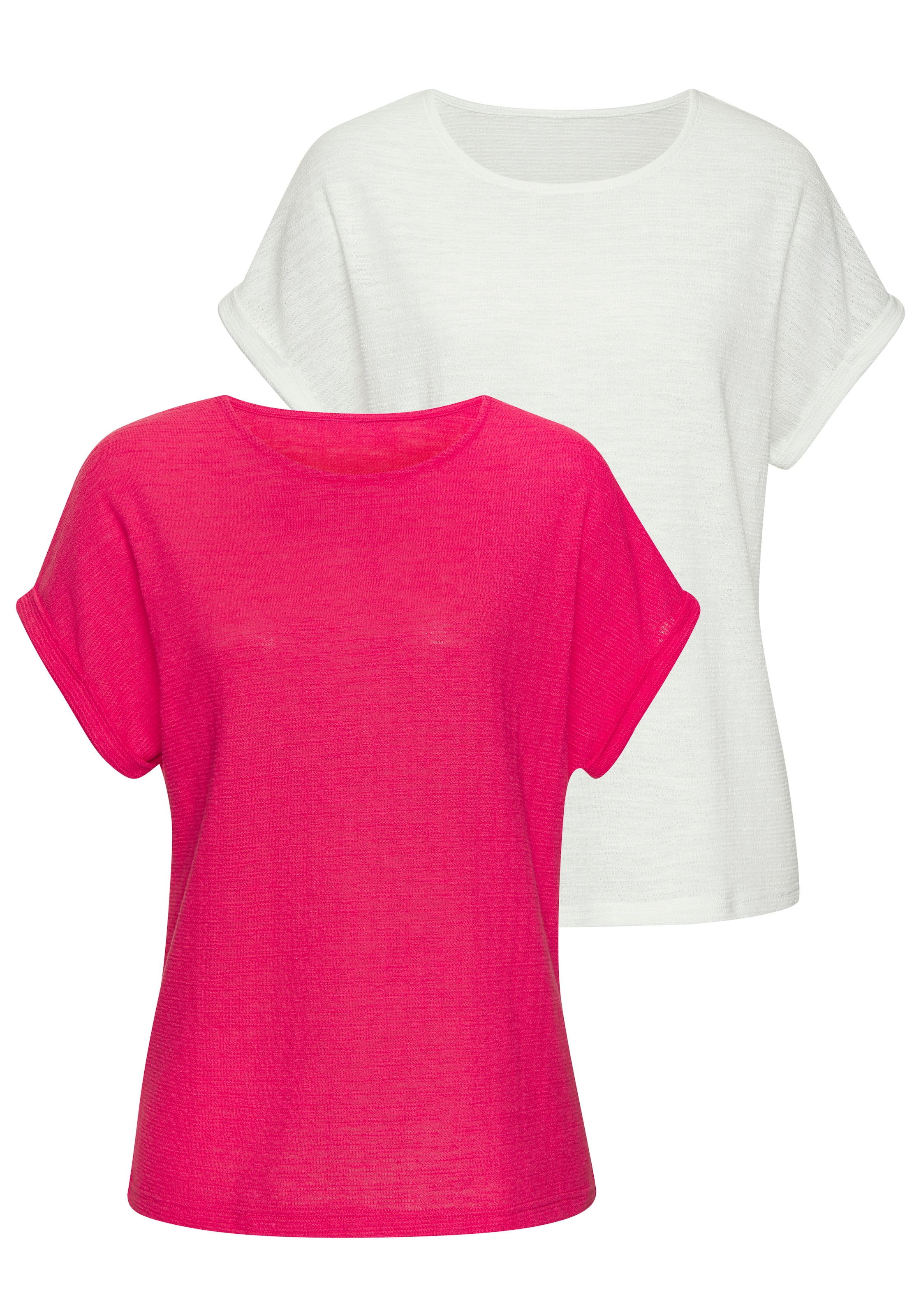 Vivance T-Shirt "mit modischer Struktur", (2er-Pack), aus bügelfreier Quali günstig online kaufen