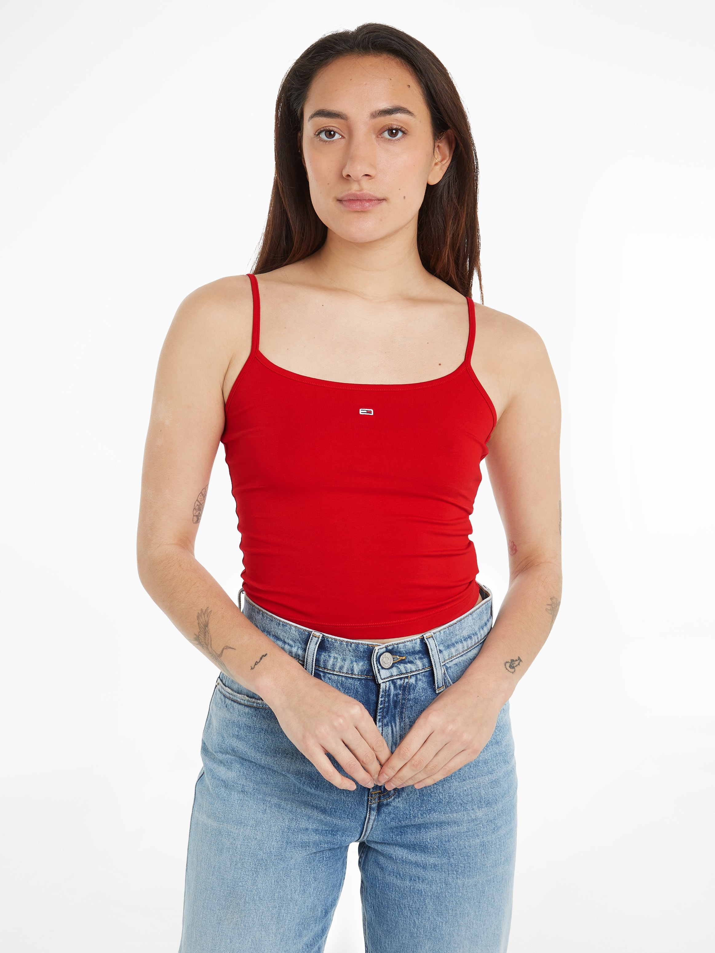 Tommy Jeans Spaghettitop »TJW 2PACK ESSENTIAL STRAP TOP«, (Packung, ESSENTIAL Regular Flag Logo TJ Women), mit Tommy Jeans Logo-Flag
