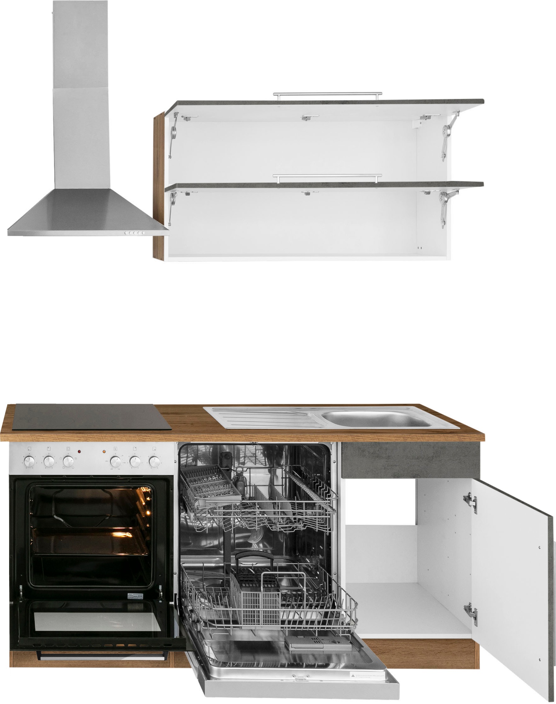 KOCHSTATION Küchenzeile »KS-Samos«, mit E-Geräten, Breite 170 cm
