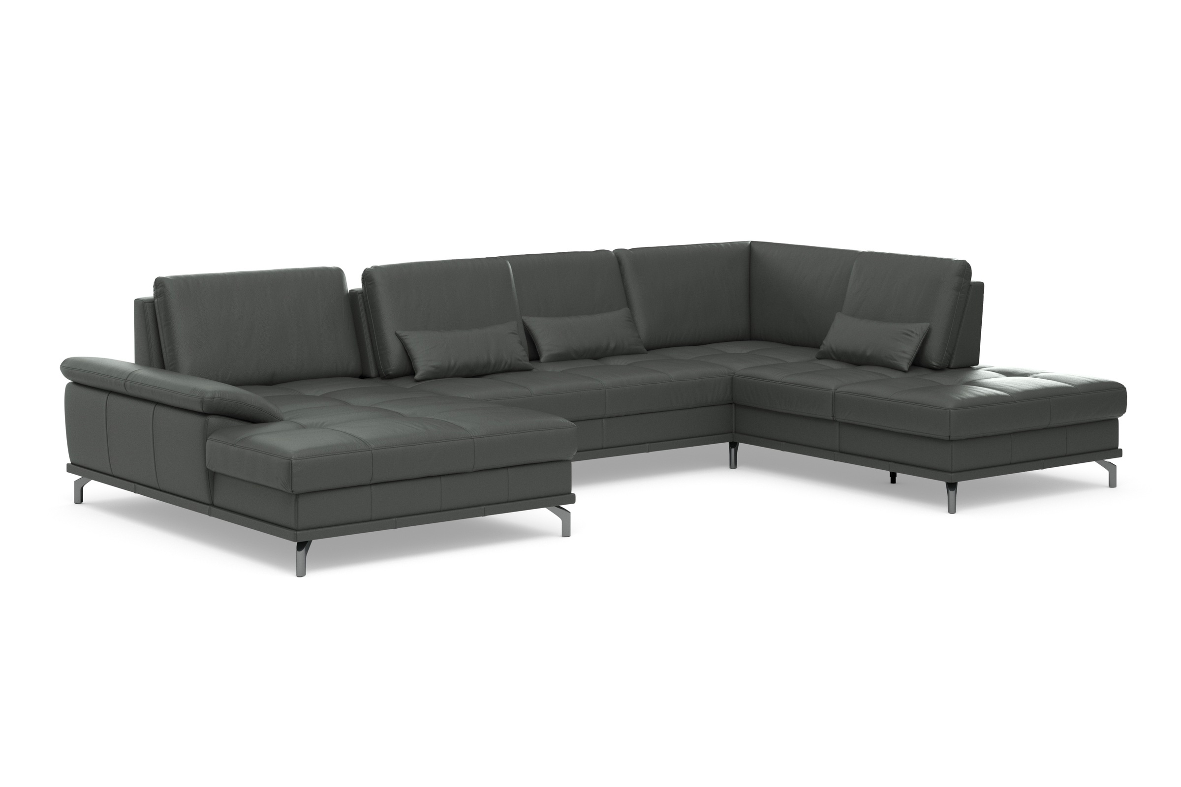 Places of Style Wohnlandschaft »Costello U-Form, mit Sitztiefenverstellung, Armteilverstellung und«, 3 Nierenkissen, optional Bettfunktion und Bettkasten