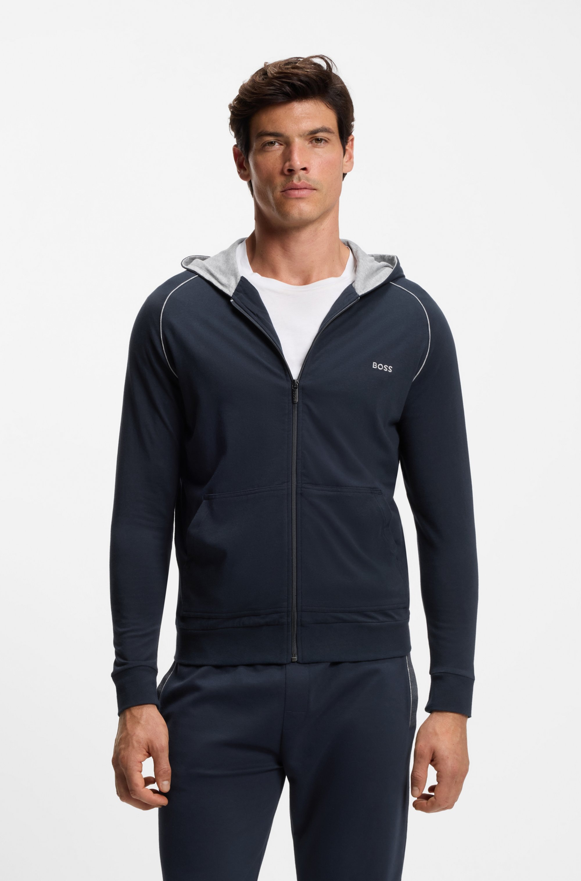 BOSS Kapuzensweatjacke "Mix&Match Jacket H" mit BOSS Stickerei auf der Brus günstig online kaufen