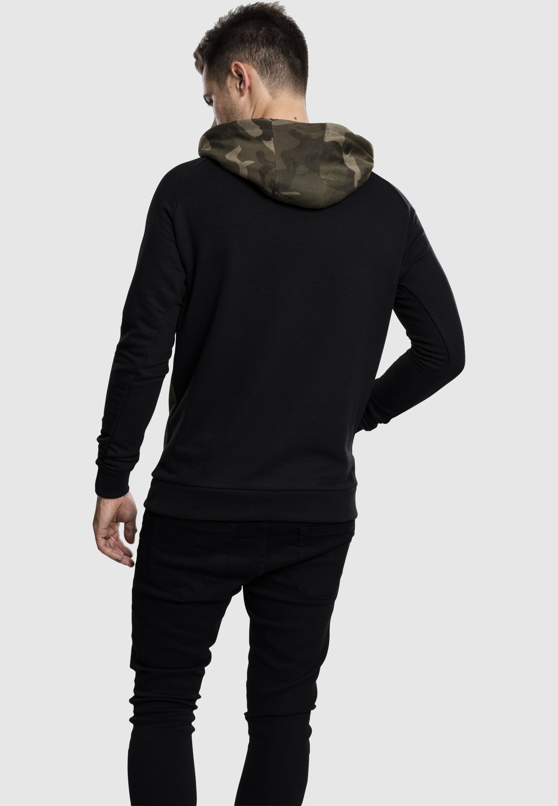 URBAN CLASSICS Rundhalspullover »Urban Classics Herren Camo Contrast Raglan Hoody« 1 Stk.