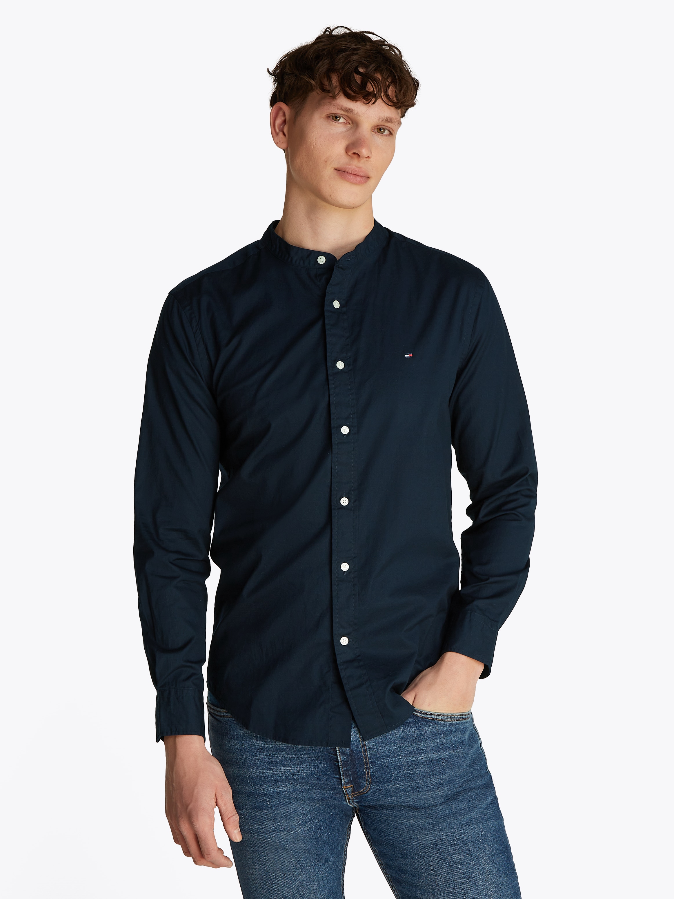 Tommy Hilfiger Langarmhemd »FLEX POPLIN SOLID MAO RF SHIRT«