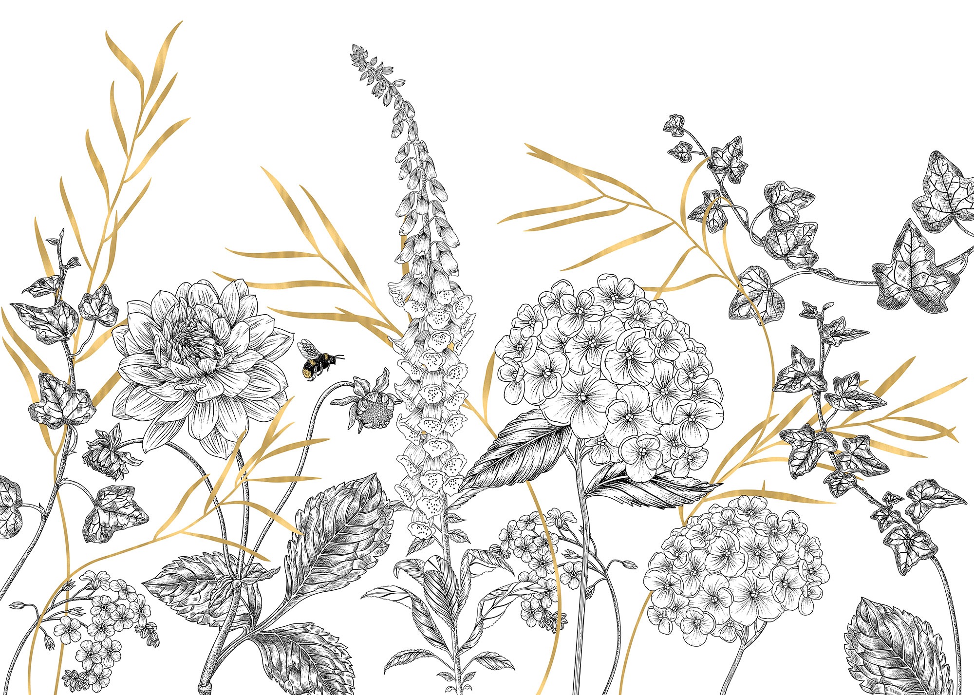 Komar Fototapete »Bumble Bee«, bedruckt, 350 x 250 cm (Breite x Höhe) - Tapete, Vlies, Wohnzimmer, Schlafzimmer