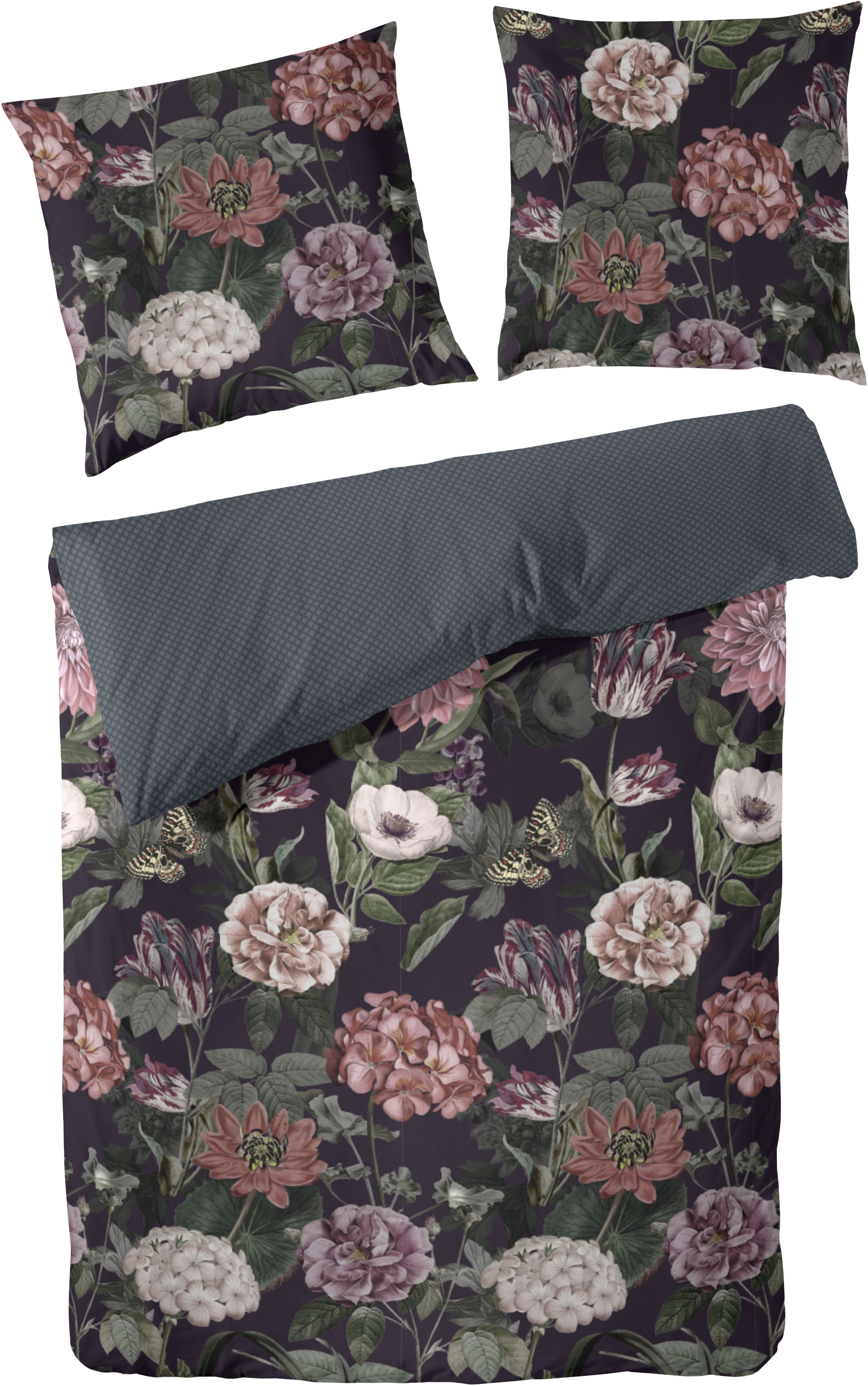 Primera Bettwäsche "Mako-Satin Bettwäsche "Blümerant"" 2 Stk. Mit großen Blumen