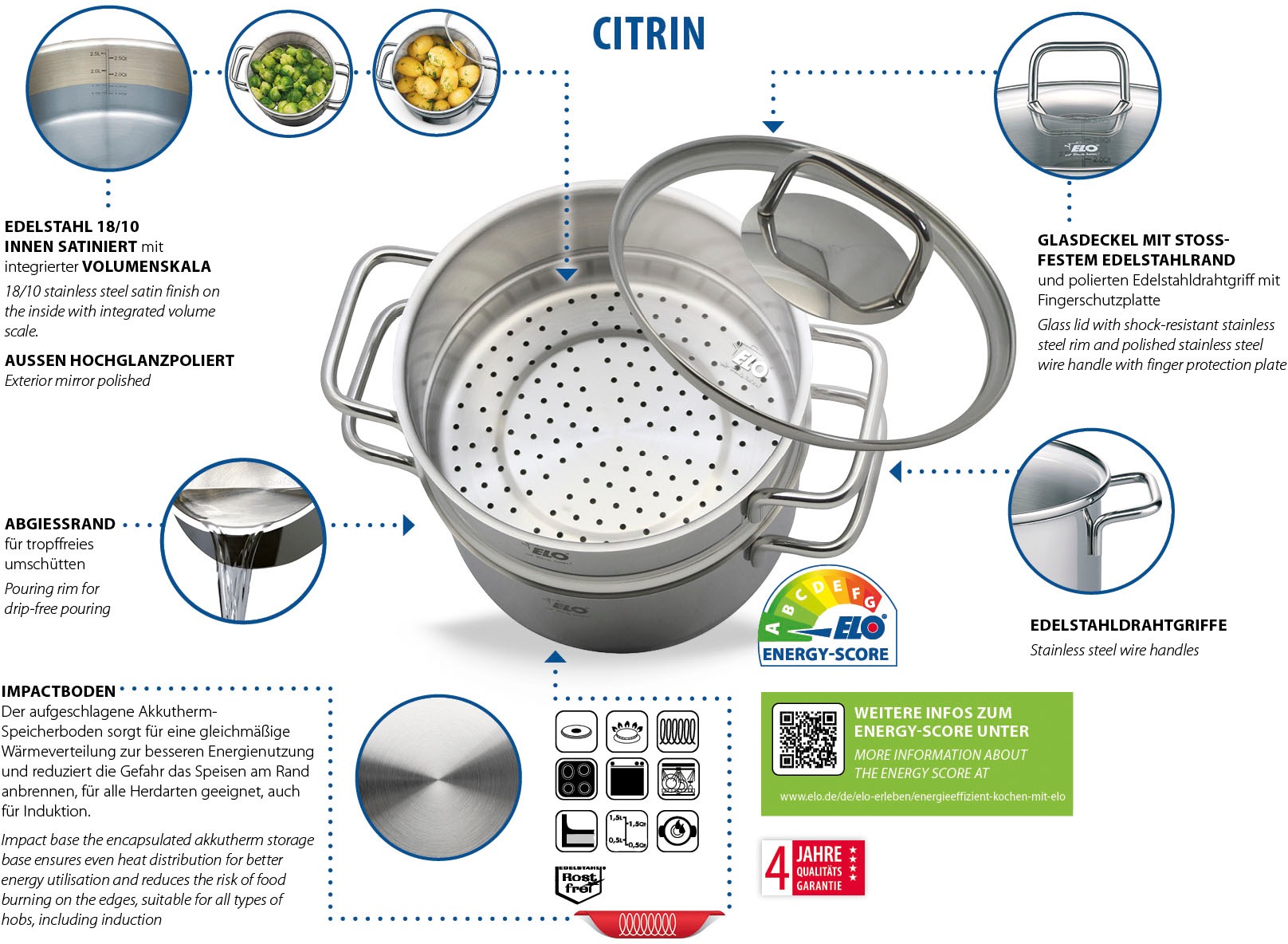 Elo Dampfgartopf 1 Stk. tlg. Edelstahl 18/8 günstig online kaufen